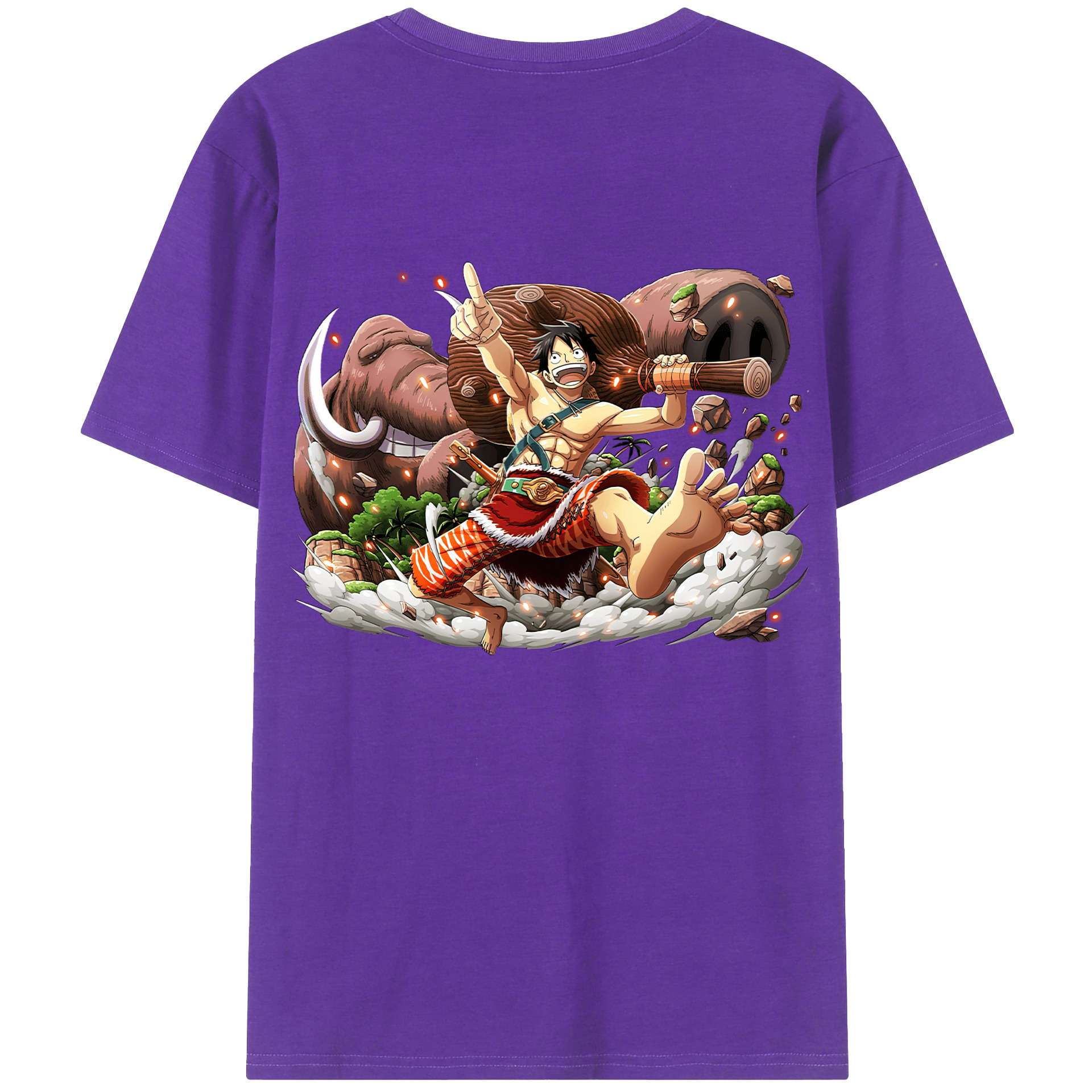 ワンピース モンキー・D・ルフィ ONE PIECE Monkey D. Luffy 綿100％半袖Tシャツ（背面プリント）