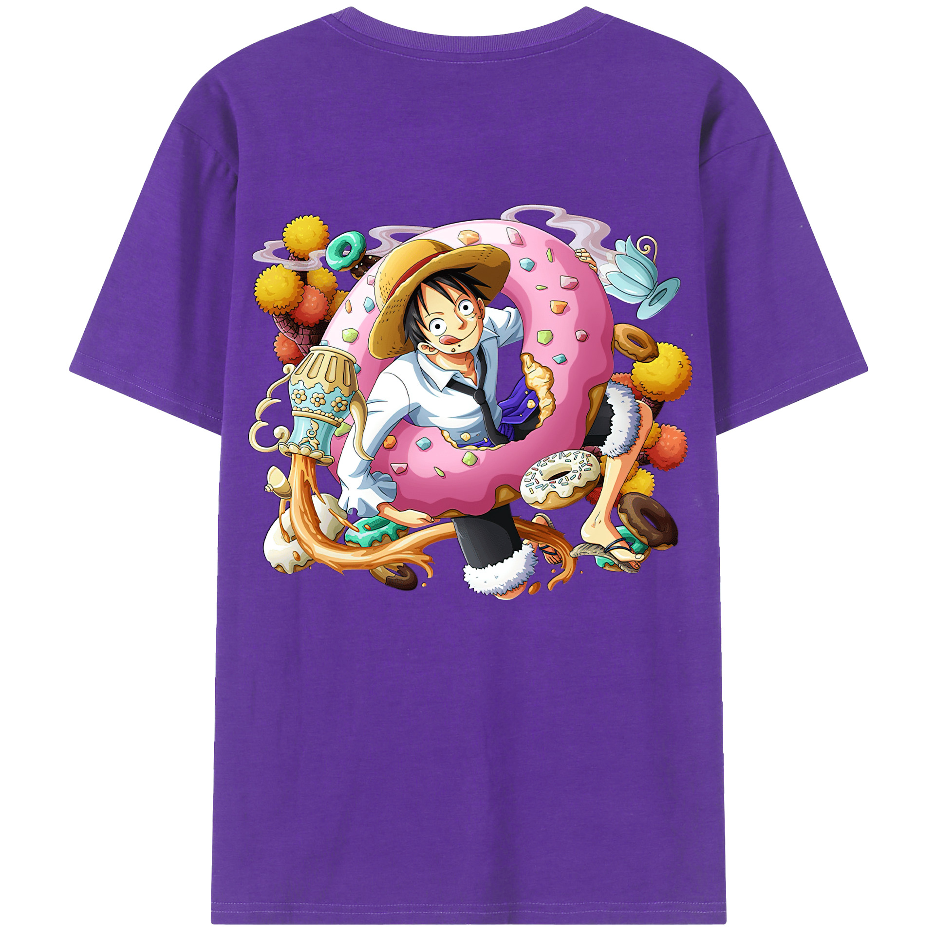 ワンピース モンキー・D・ルフィ ONE PIECE Monkey D. Luffy 綿100％半袖Tシャツ（背面プリント）