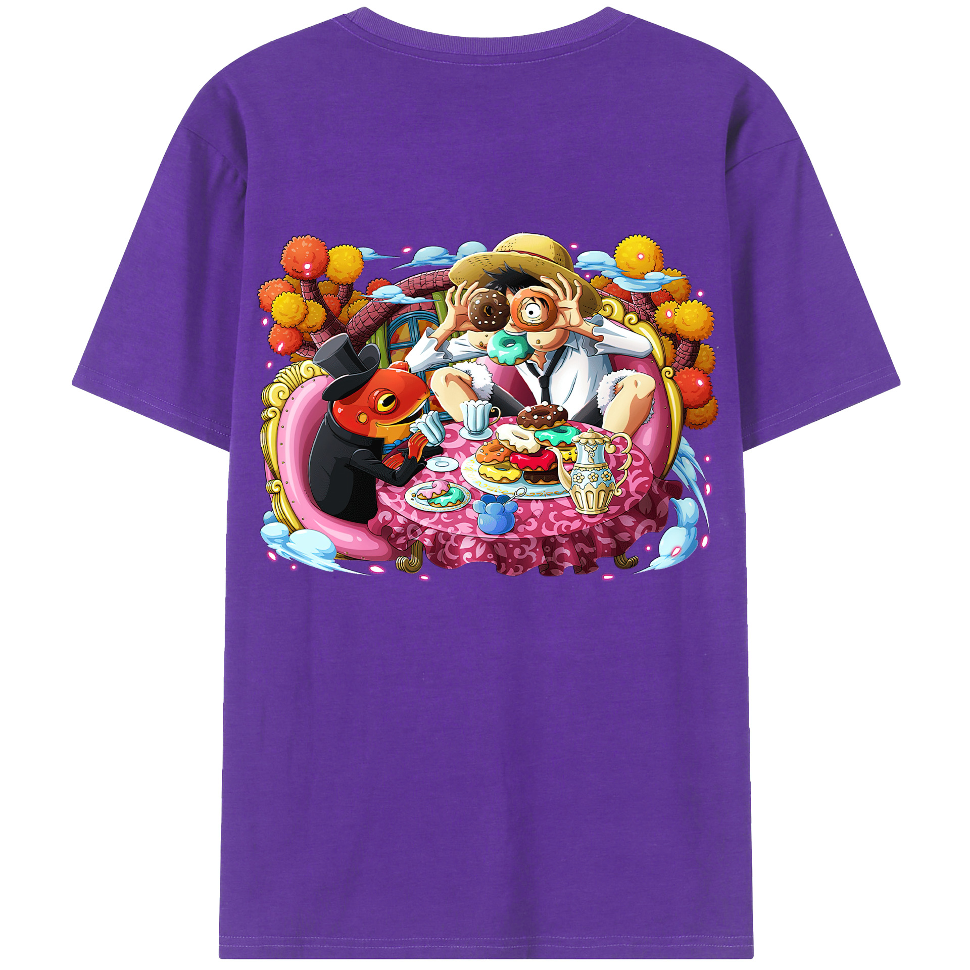 ワンピース モンキー・D・ルフィ ONE PIECE Monkey D. Luffy 綿100％半袖Tシャツ（背面プリント）