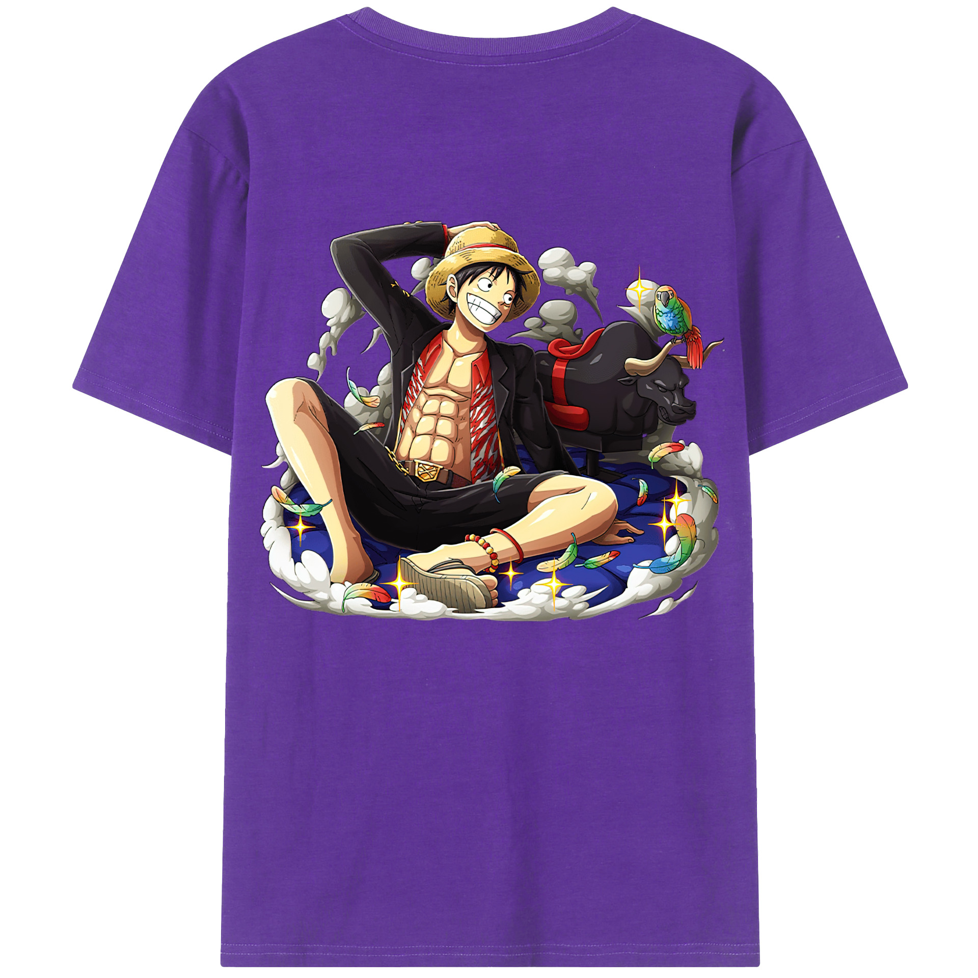ワンピース モンキー・D・ルフィ ONE PIECE Monkey D. Luffy 綿100％半袖Tシャツ（背面プリント）