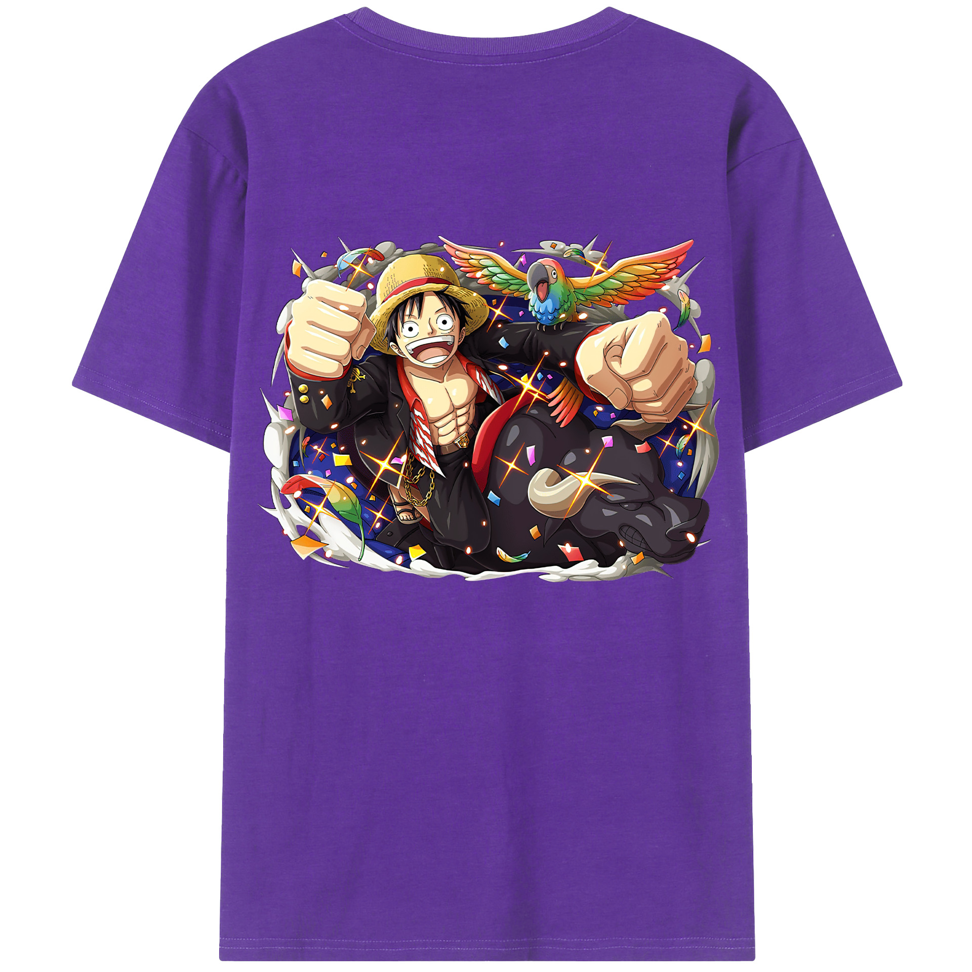 ワンピース モンキー・D・ルフィ ONE PIECE Monkey D. Luffy 綿100％半袖Tシャツ（背面プリント）