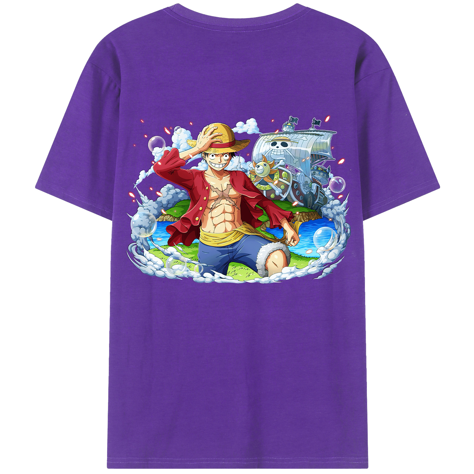 ワンピース モンキー・D・ルフィ ONE PIECE Monkey D. Luffy 綿100％半袖Tシャツ（背面プリント）