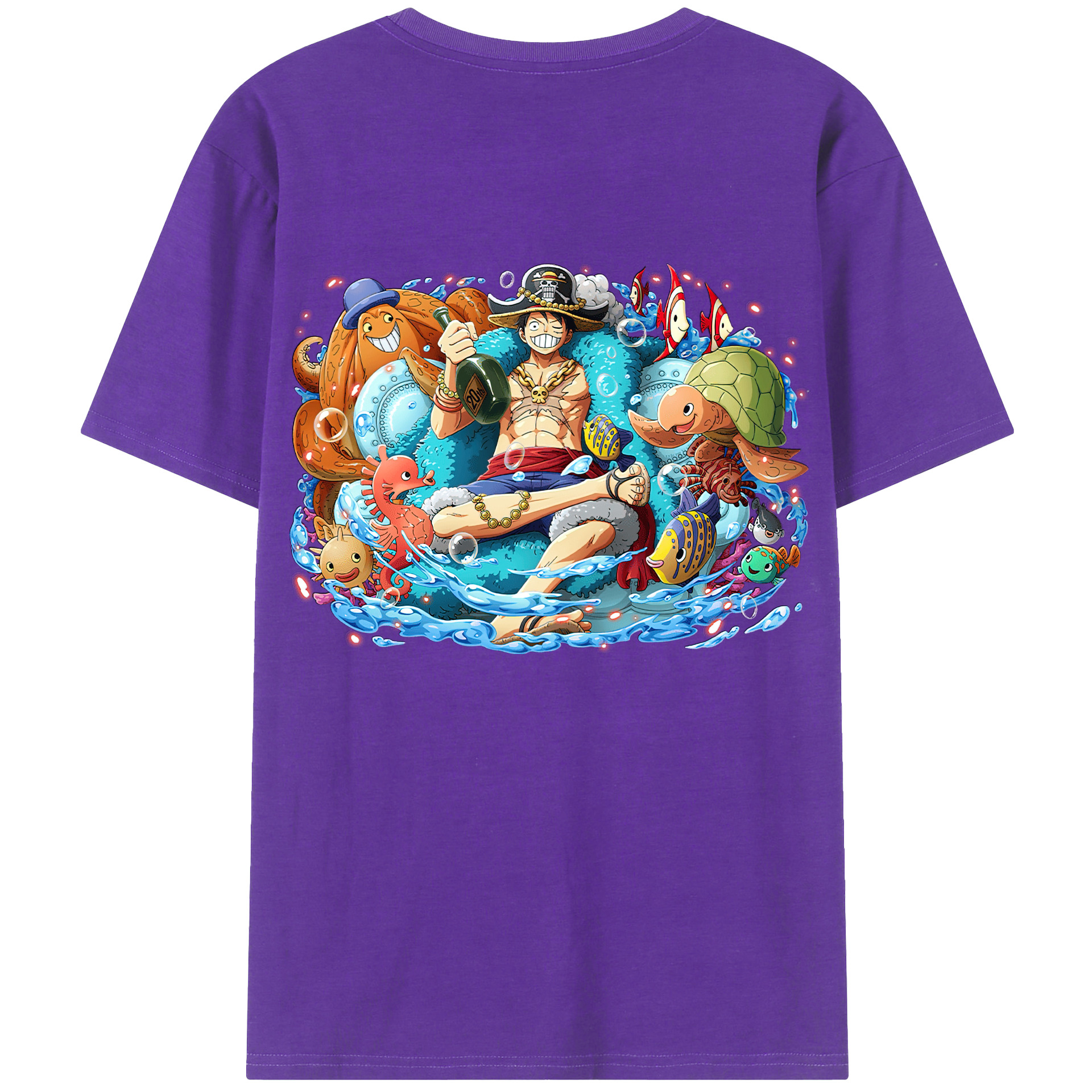 ワンピース モンキー・D・ルフィ ONE PIECE Monkey D. Luffy 綿100％半袖Tシャツ（背面プリント）