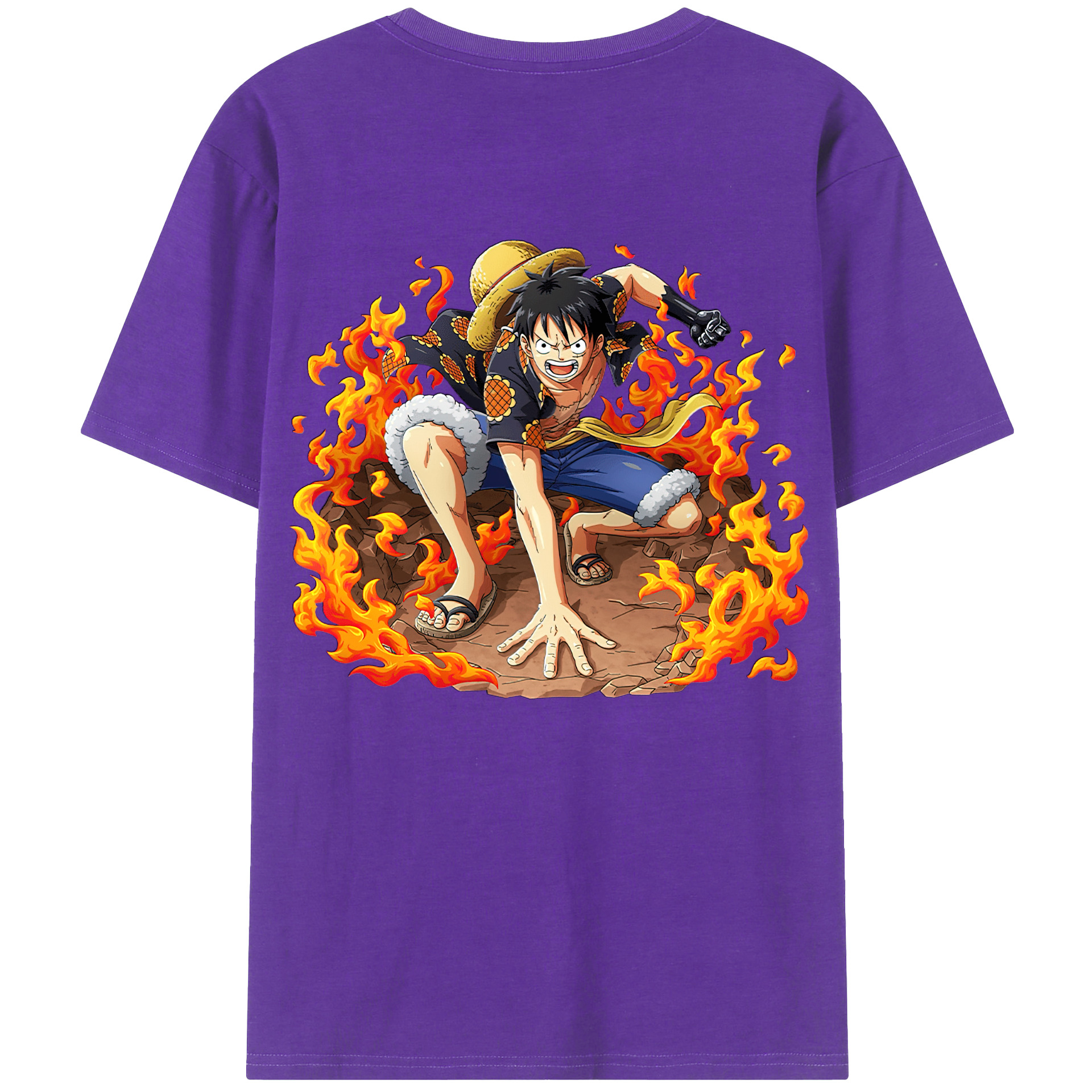 ワンピース モンキー・D・ルフィ ONE PIECE Monkey D. Luffy 綿100％半袖Tシャツ（背面プリント）