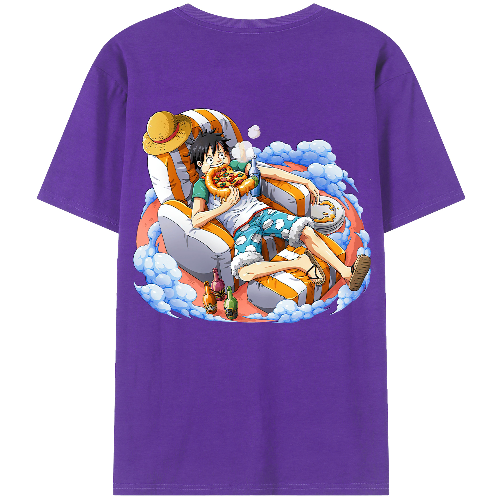 ワンピース モンキー・D・ルフィ ONE PIECE Monkey D. Luffy 綿100％半袖Tシャツ（背面プリント）