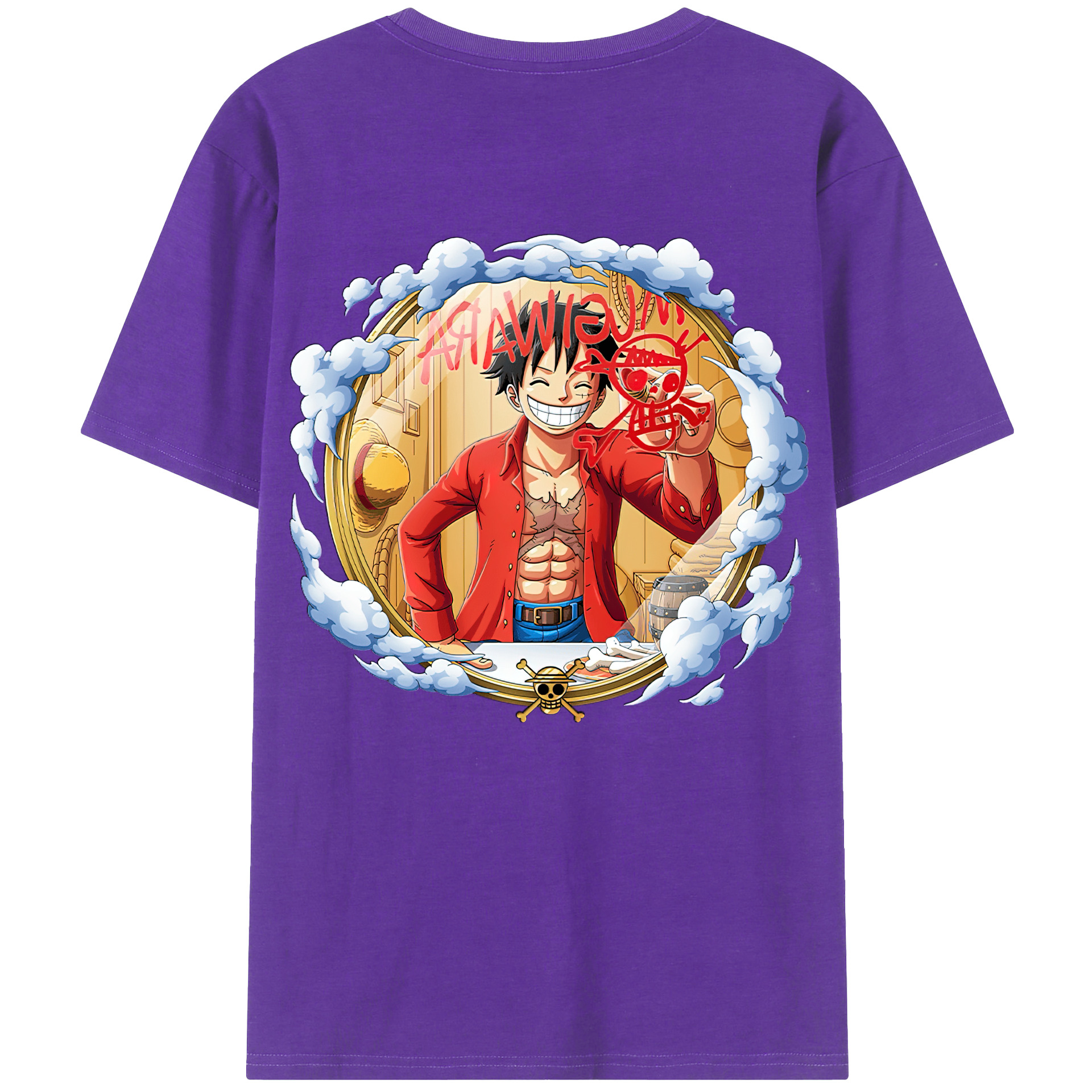 ワンピース モンキー・D・ルフィ ONE PIECE Monkey D. Luffy 綿100％半袖Tシャツ（背面プリント）