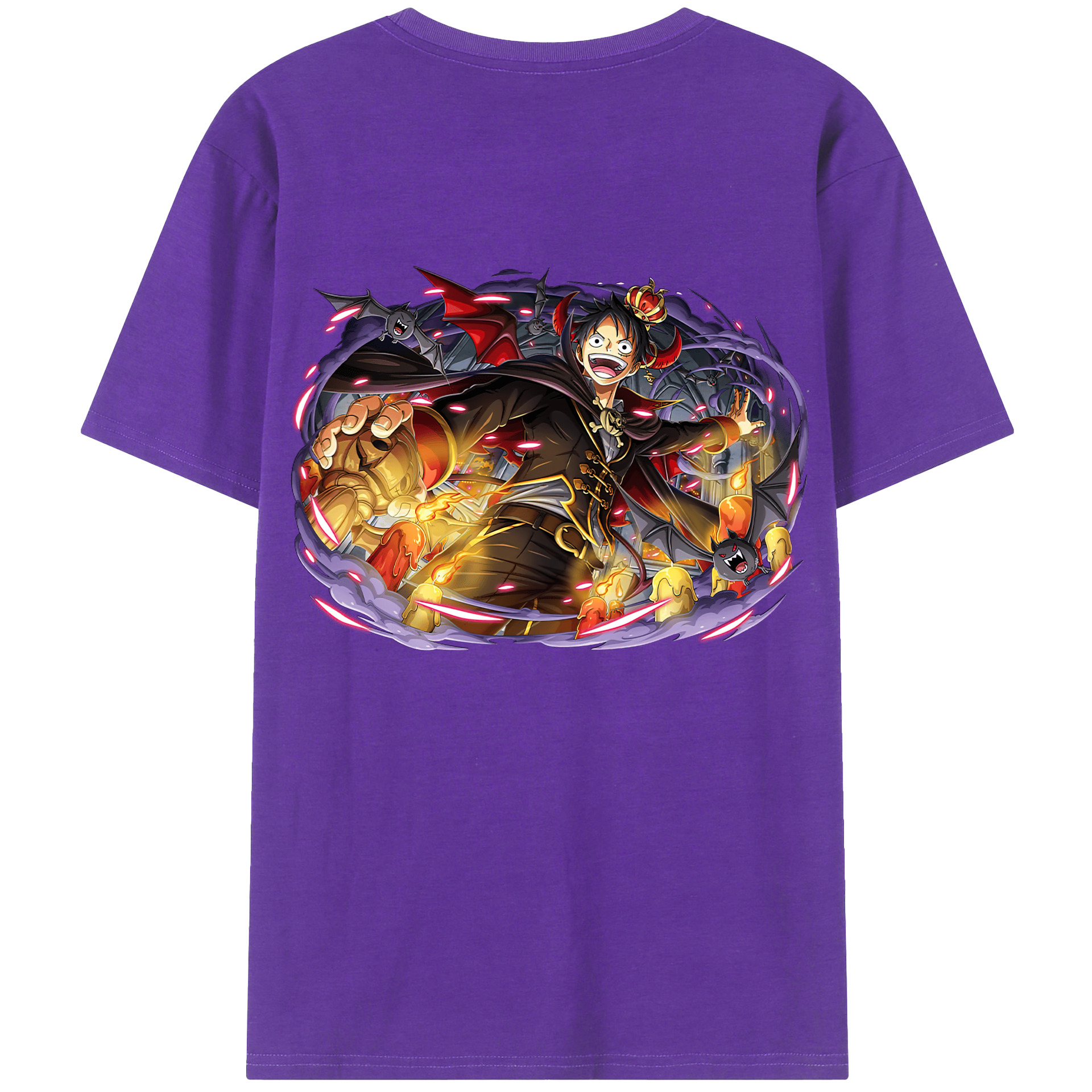ワンピース モンキー・D・ルフィ ONE PIECE Monkey D. Luffy 綿100％半袖Tシャツ（背面プリント）