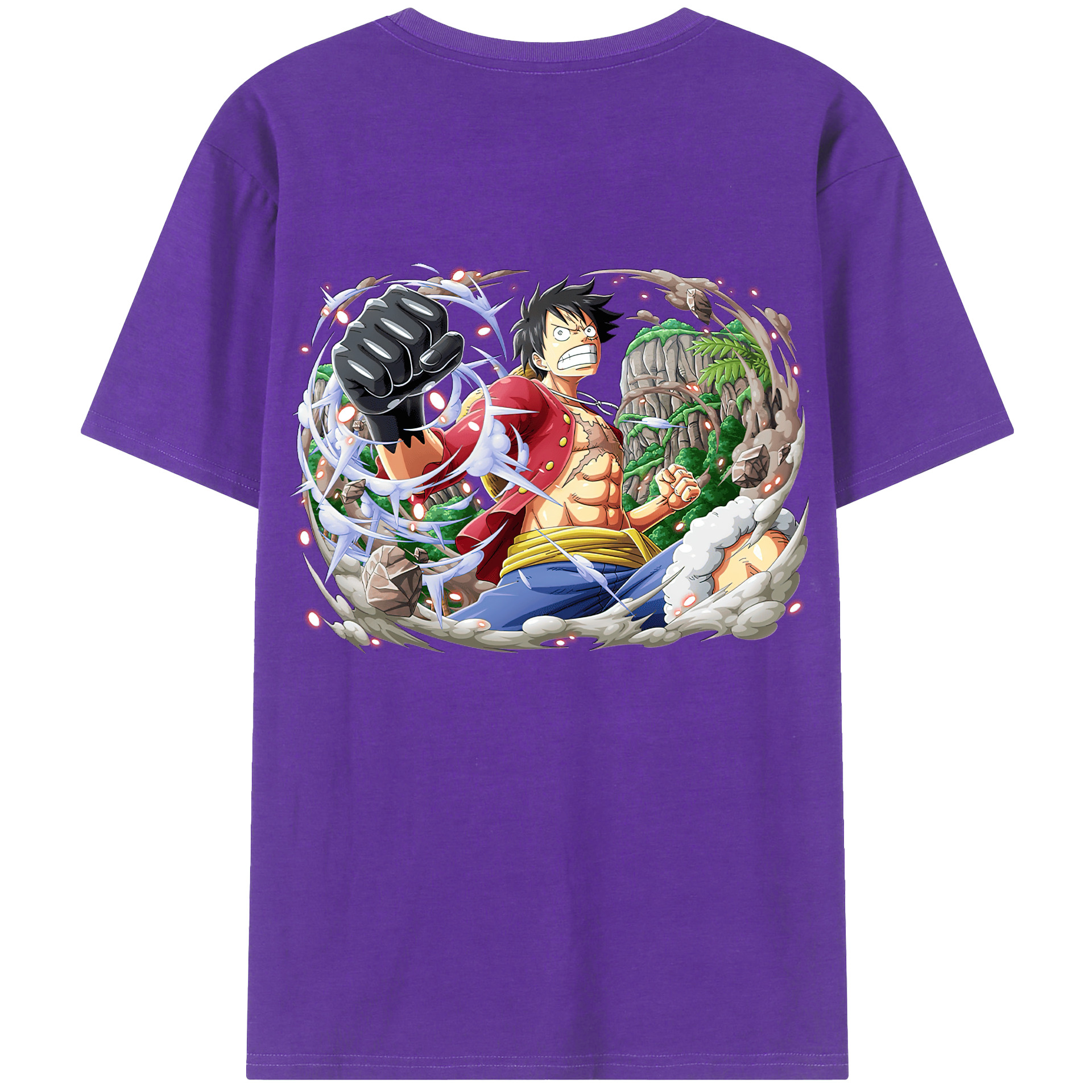 ワンピース モンキー・D・ルフィ ONE PIECE Monkey D. Luffy 綿100％半袖Tシャツ（背面プリント）