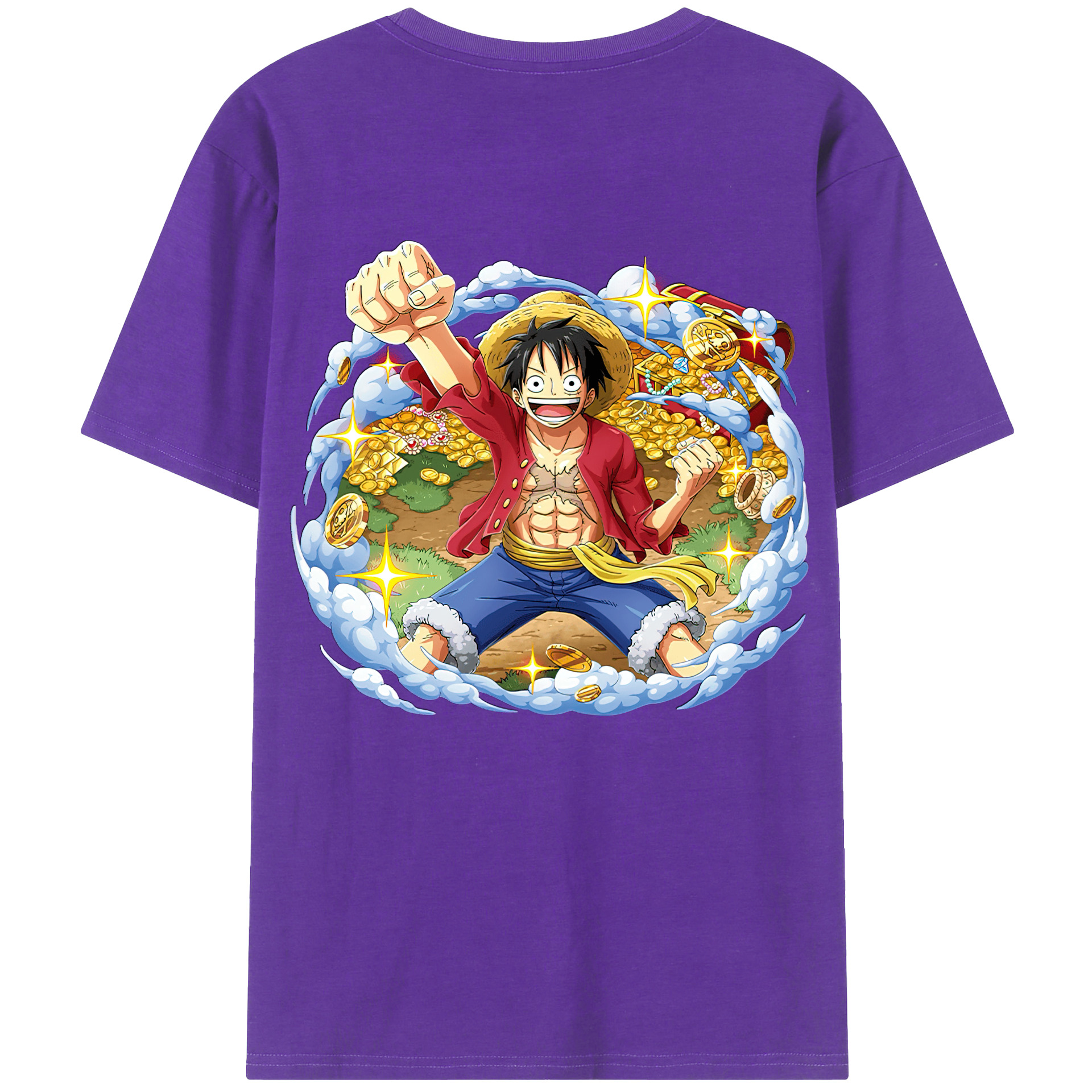 ワンピース モンキー・D・ルフィ ONE PIECE Monkey D. Luffy 綿100％半袖Tシャツ（背面プリント）