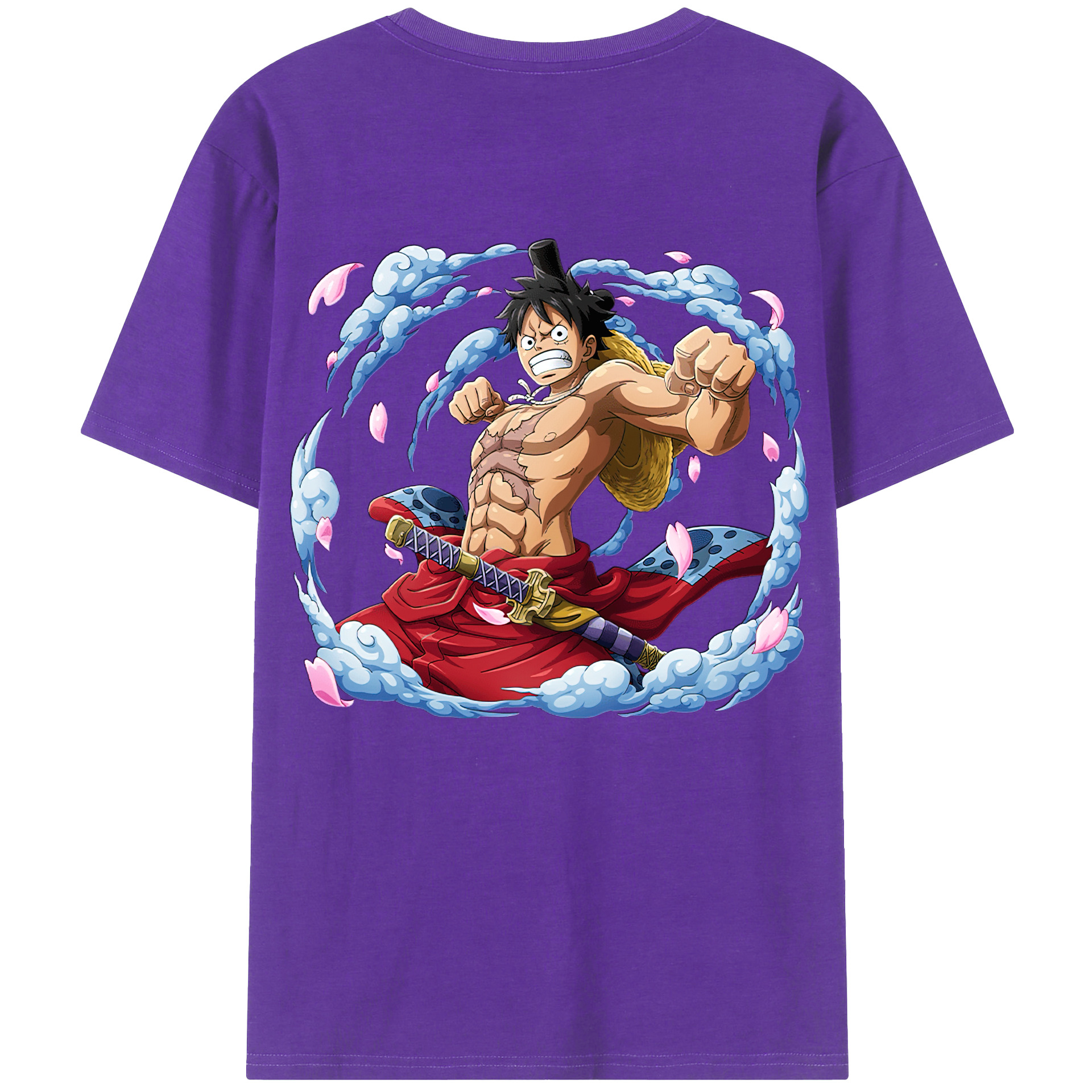 ワンピース モンキー・D・ルフィ ONE PIECE Monkey D. Luffy 綿100％半袖Tシャツ（背面プリント）