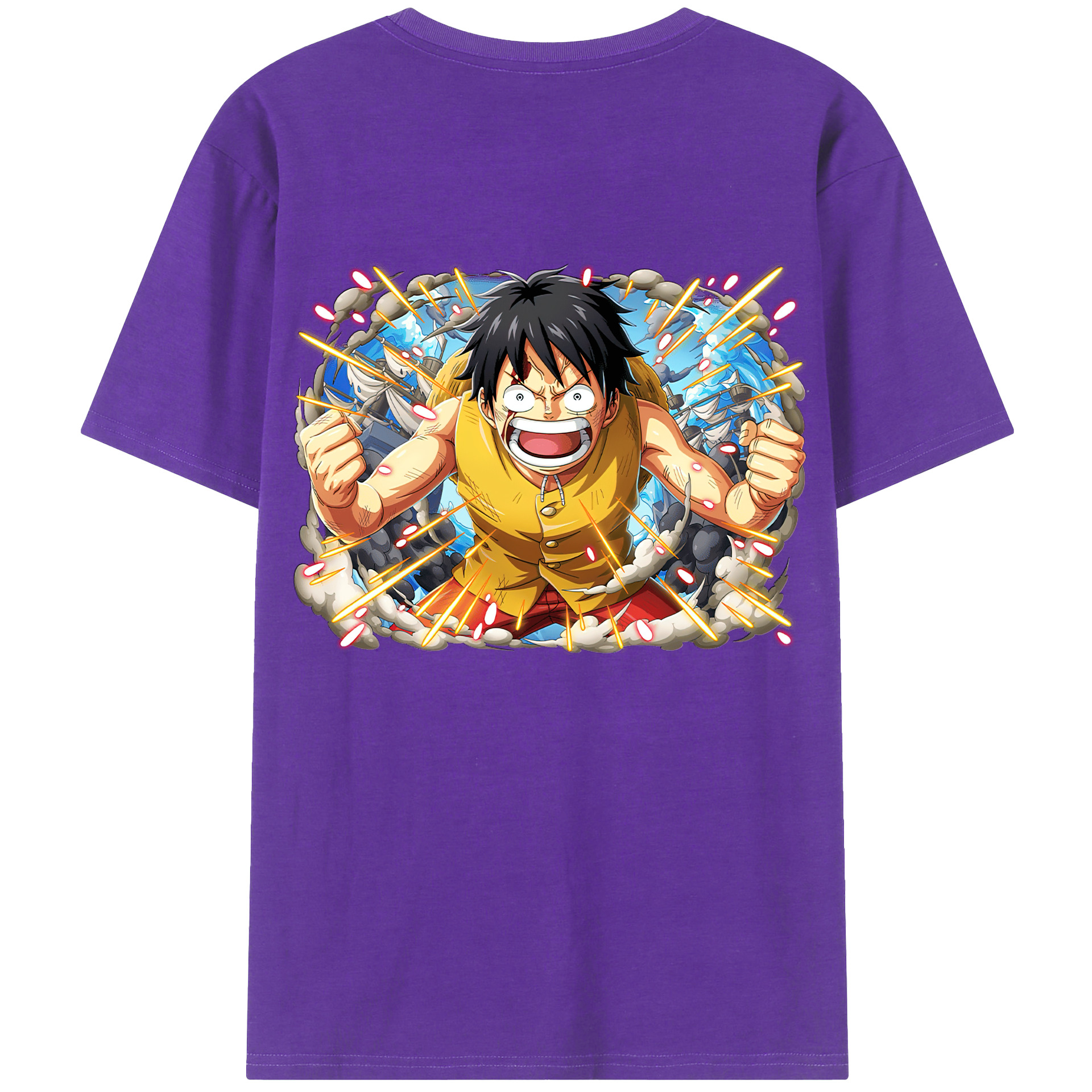 ワンピース モンキー・D・ルフィ ONE PIECE Monkey D. Luffy 綿100％半袖Tシャツ（背面プリント）