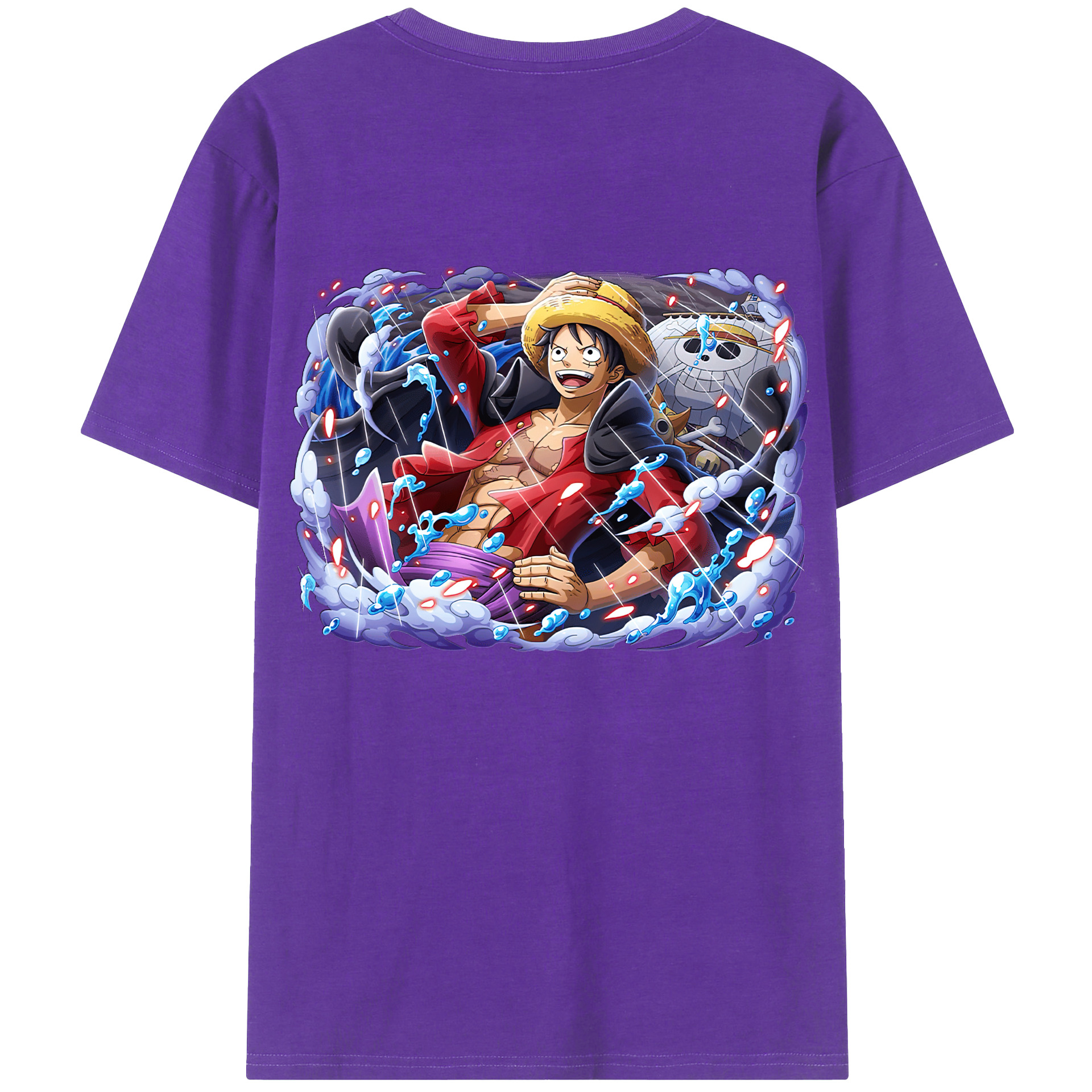 ワンピース モンキー・D・ルフィ ONE PIECE Monkey D. Luffy 綿100％半袖Tシャツ（背面プリント）