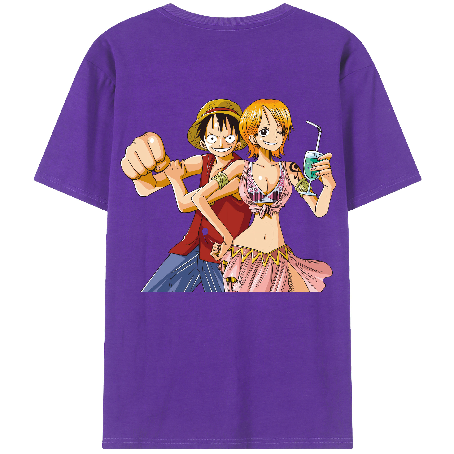 ワンピース モンキー・D・ルフィ ONE PIECE Monkey D. Luffy 綿100％半袖Tシャツ（背面プリント）