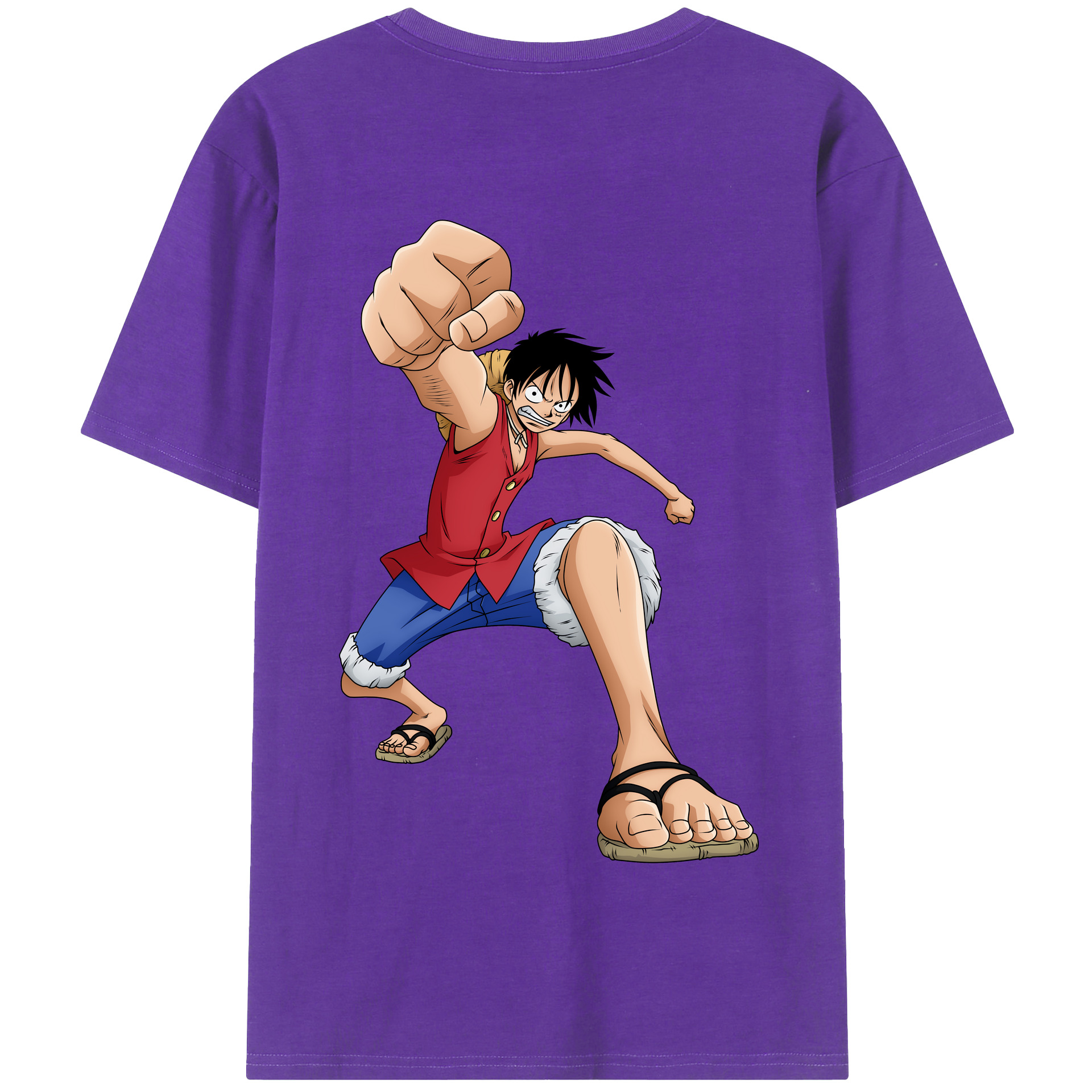 ワンピース モンキー・D・ルフィ ONE PIECE Monkey D. Luffy 綿100％半袖Tシャツ（背面プリント）