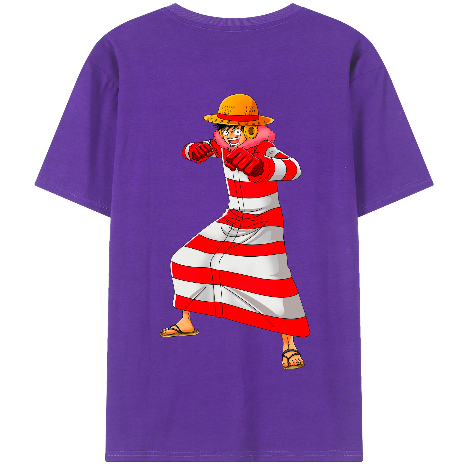 ワンピース モンキー・D・ルフィ ONE PIECE Monkey D. Luffy 綿100％半袖Tシャツ（背面プリント）