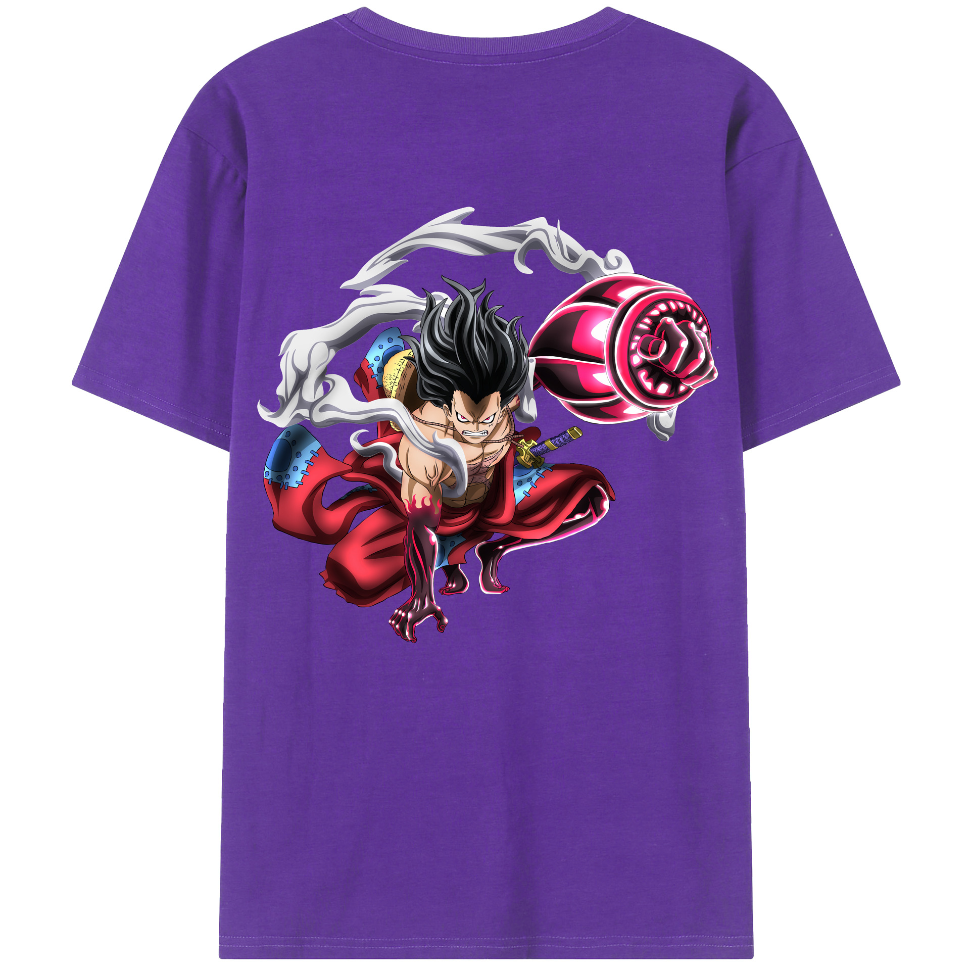 ワンピース モンキー・D・ルフィ ONE PIECE Monkey D. Luffy 綿100％半袖Tシャツ（背面プリント）
