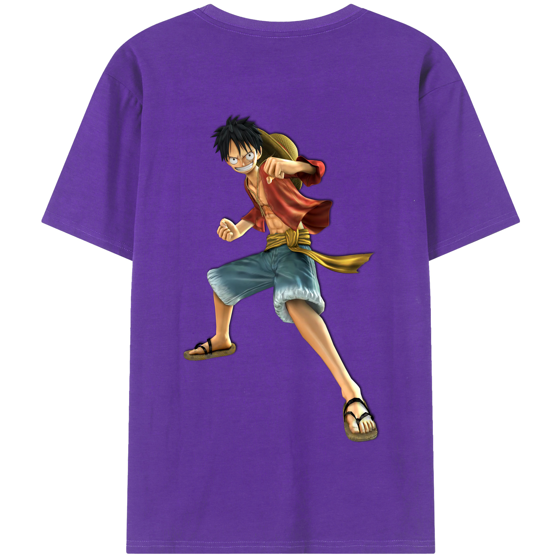 ワンピース モンキー・D・ルフィ ONE PIECE Monkey D. Luffy 綿100％半袖Tシャツ（背面プリント）