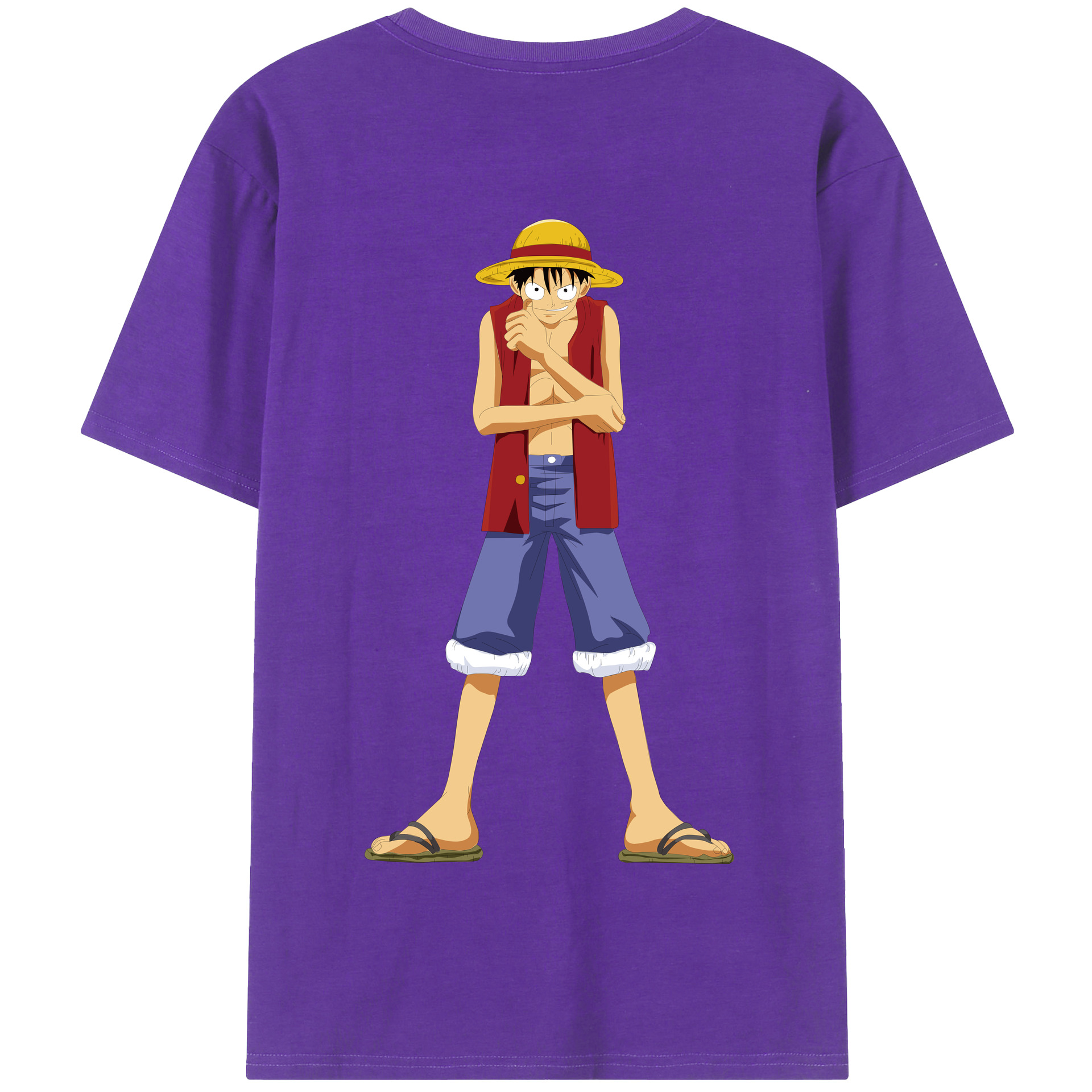 ワンピース モンキー・D・ルフィ ONE PIECE Monkey D. Luffy 綿100％半袖Tシャツ（背面プリント）