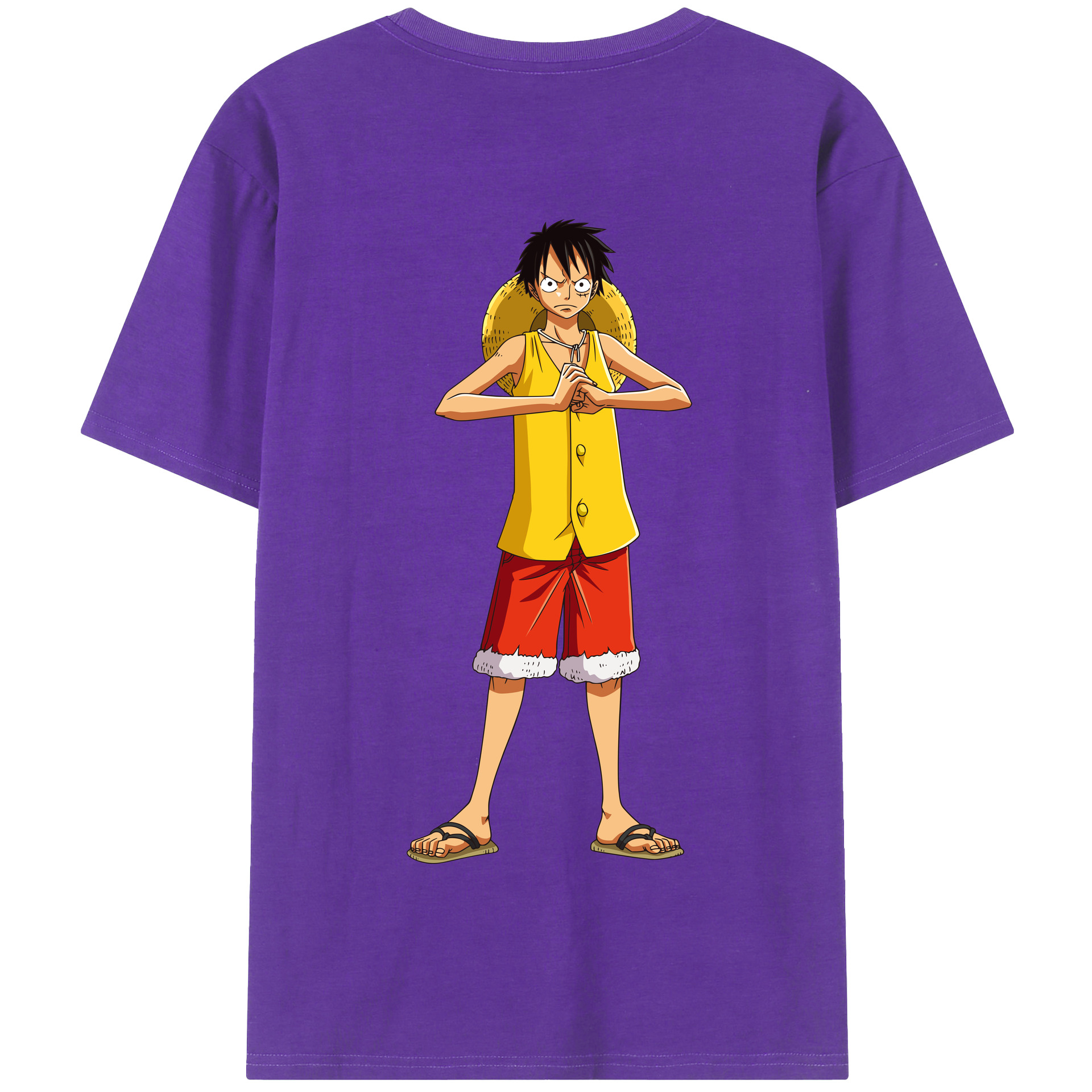 ワンピース モンキー・D・ルフィ ONE PIECE Monkey D. Luffy 綿100％半袖Tシャツ（背面プリント）