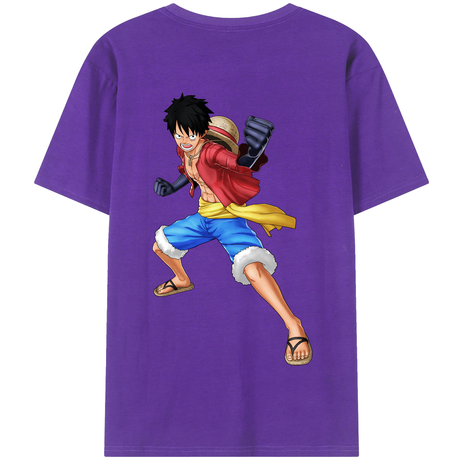 ワンピース モンキー・D・ルフィ ONE PIECE Monkey D. Luffy 綿100％半袖Tシャツ（背面プリント）