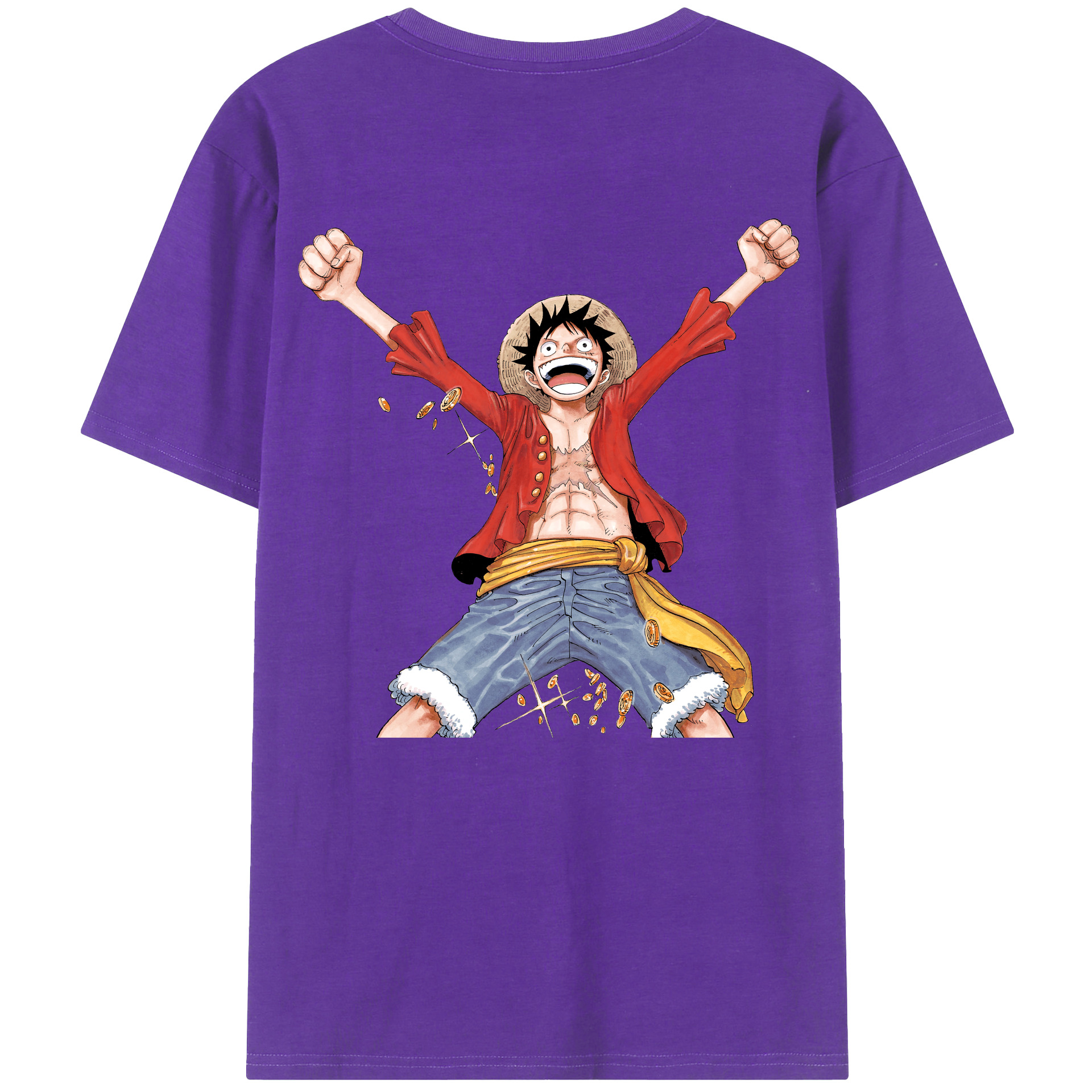 ワンピース モンキー・D・ルフィ ONE PIECE Monkey D. Luffy 綿100％半袖Tシャツ（背面プリント）