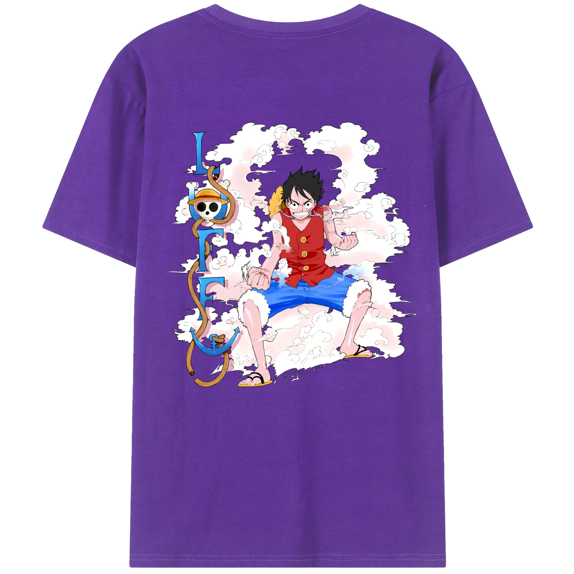 ワンピース モンキー・D・ルフィ ONE PIECE Monkey D. Luffy 綿100％半袖Tシャツ（背面プリント）