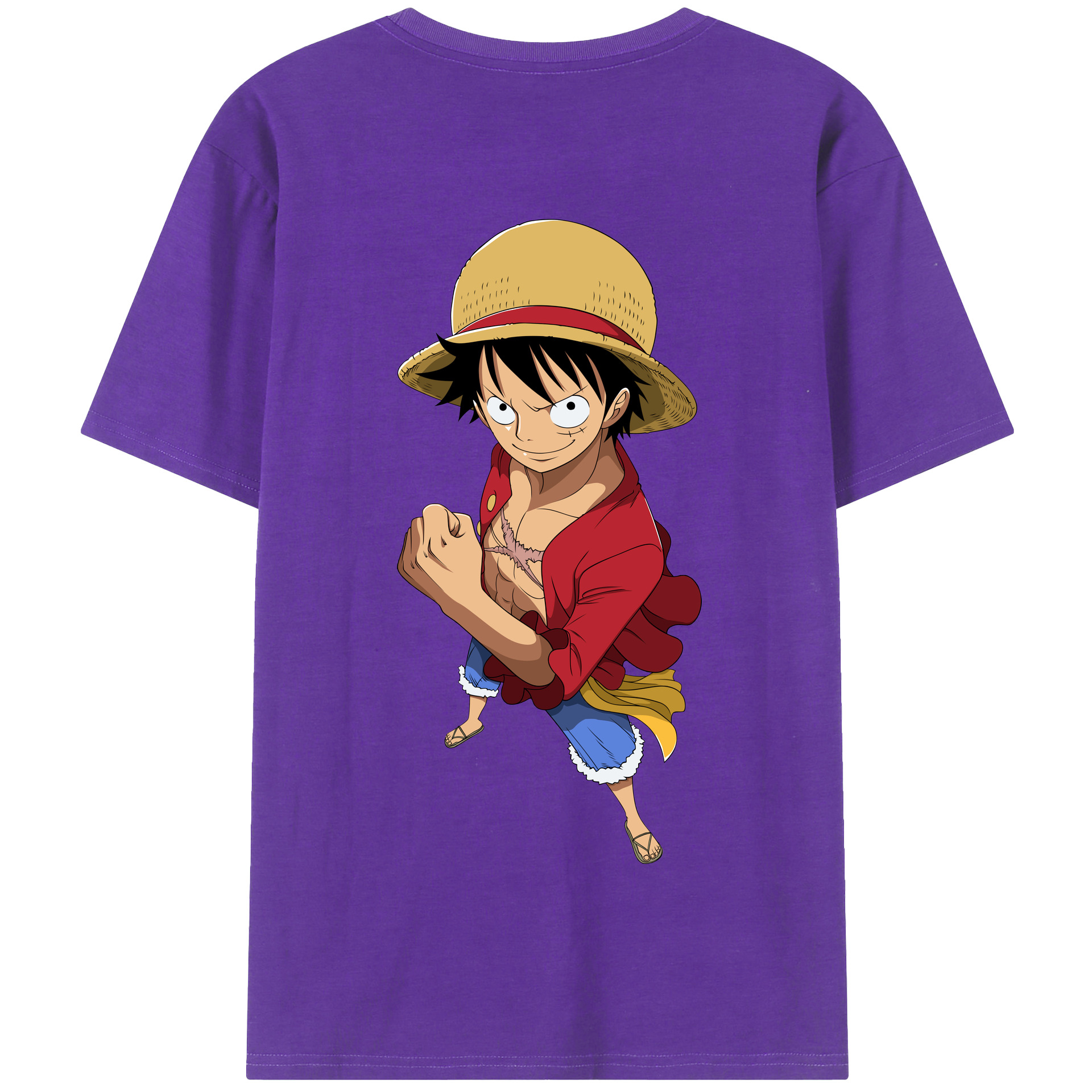 ワンピース モンキー・D・ルフィ ONE PIECE Monkey D. Luffy 綿100％半袖Tシャツ（背面プリント）