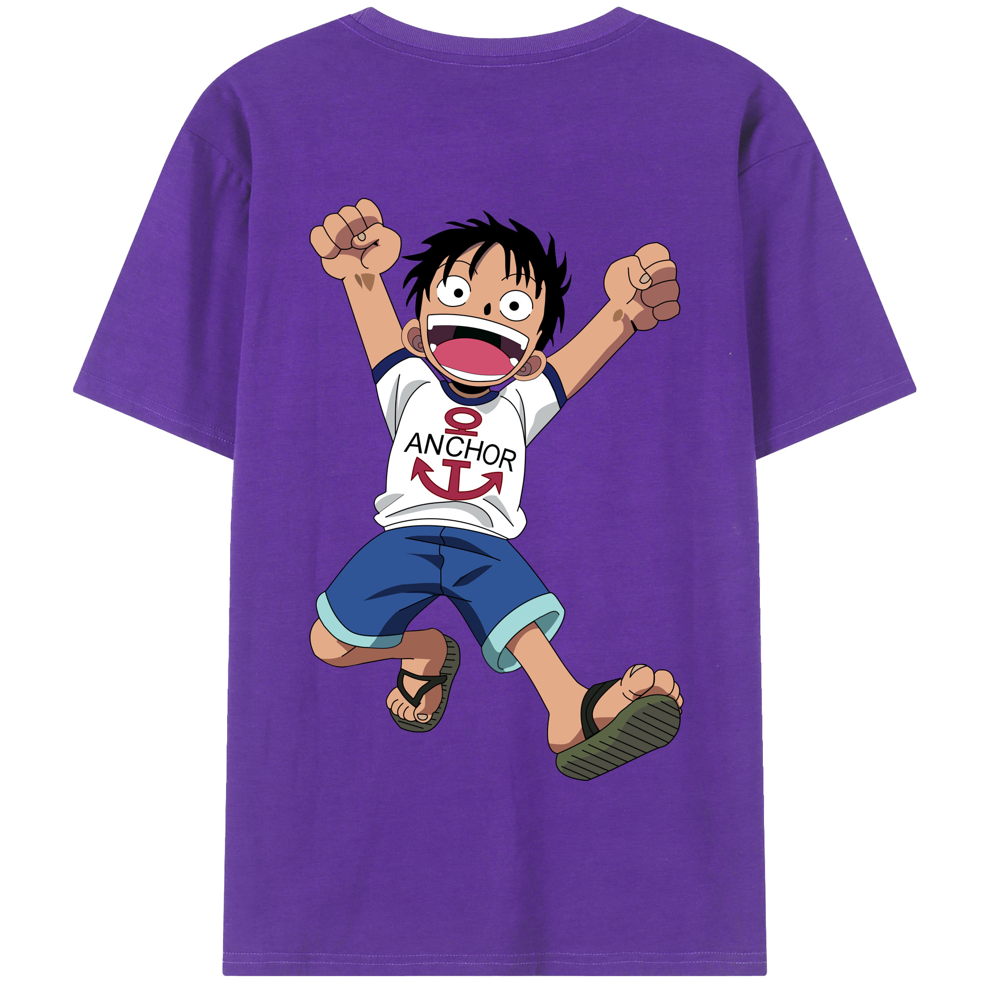 ワンピース モンキー・D・ルフィ ONE PIECE Monkey D. Luffy 綿100％半袖Tシャツ（背面プリント）