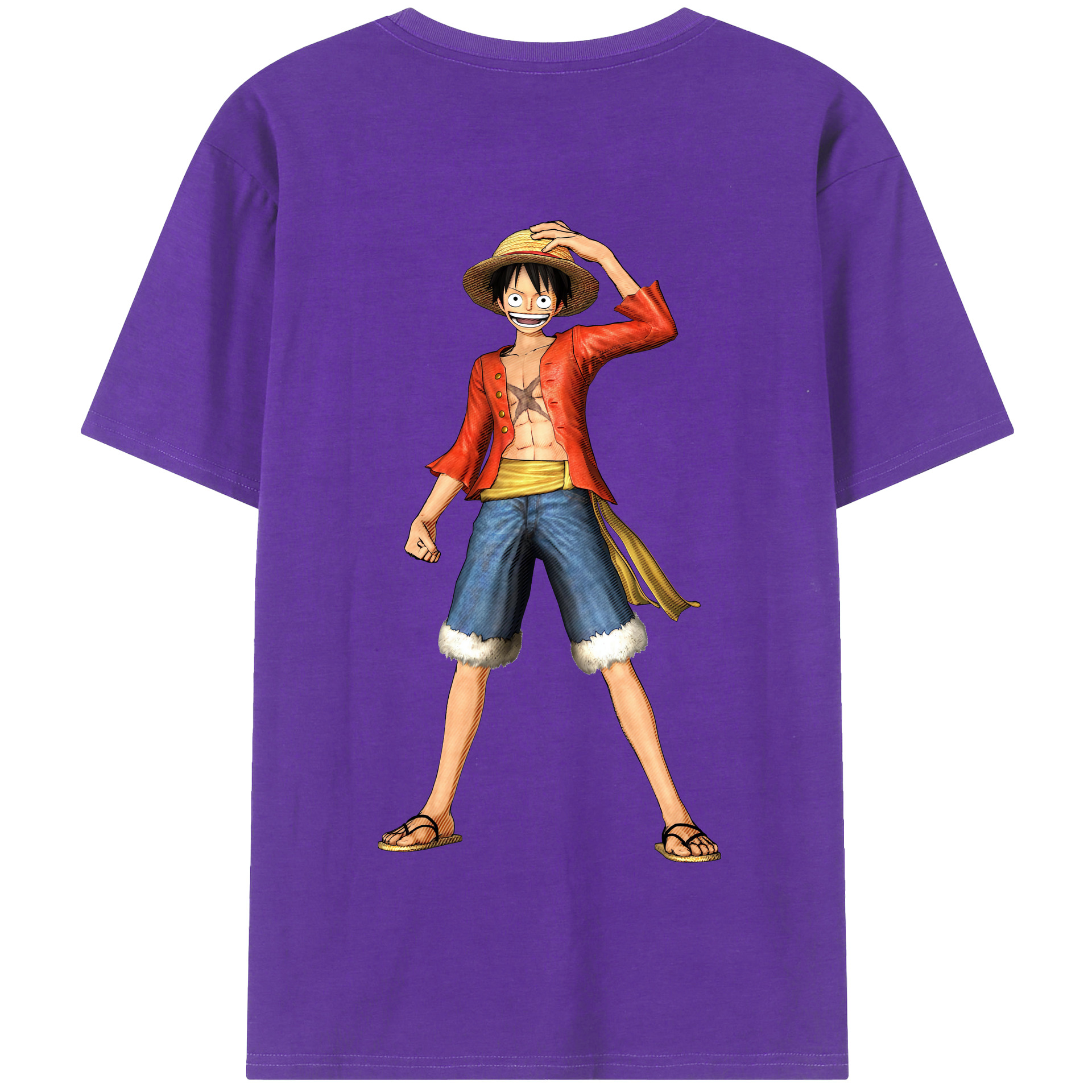 ワンピース モンキー・D・ルフィ ONE PIECE Monkey D. Luffy 綿100％半袖Tシャツ（背面プリント）