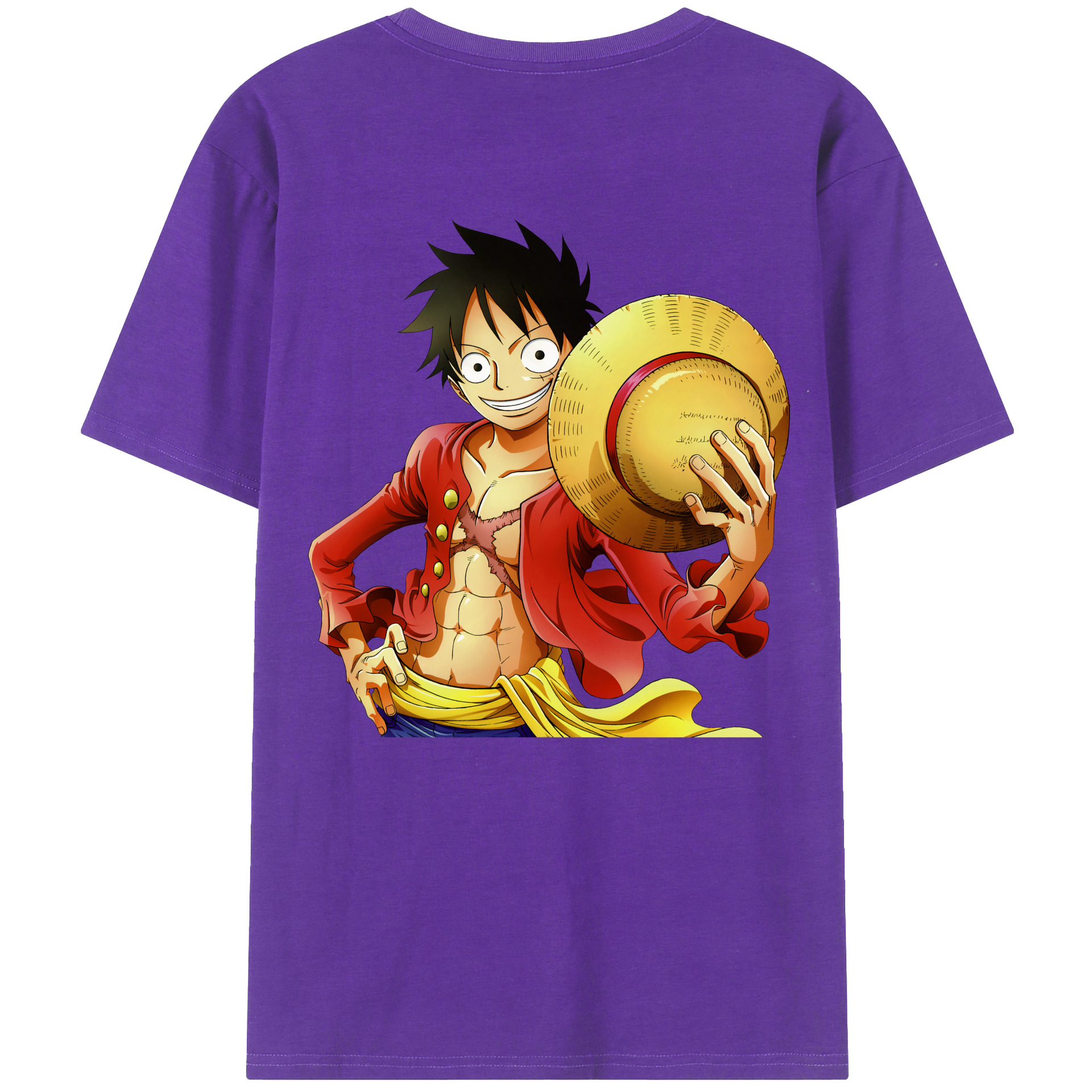 ワンピース モンキー・D・ルフィ ONE PIECE Monkey D. Luffy 綿100％半袖Tシャツ（背面プリント）