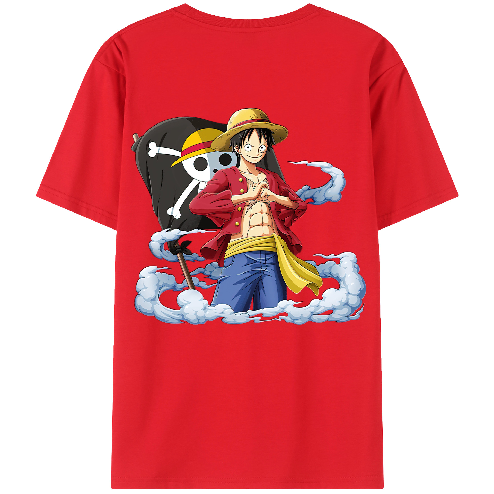 ワンピース モンキー・D・ルフィ ONE PIECE Monkey D. Luffy 綿100％半袖Tシャツ（背面プリント）