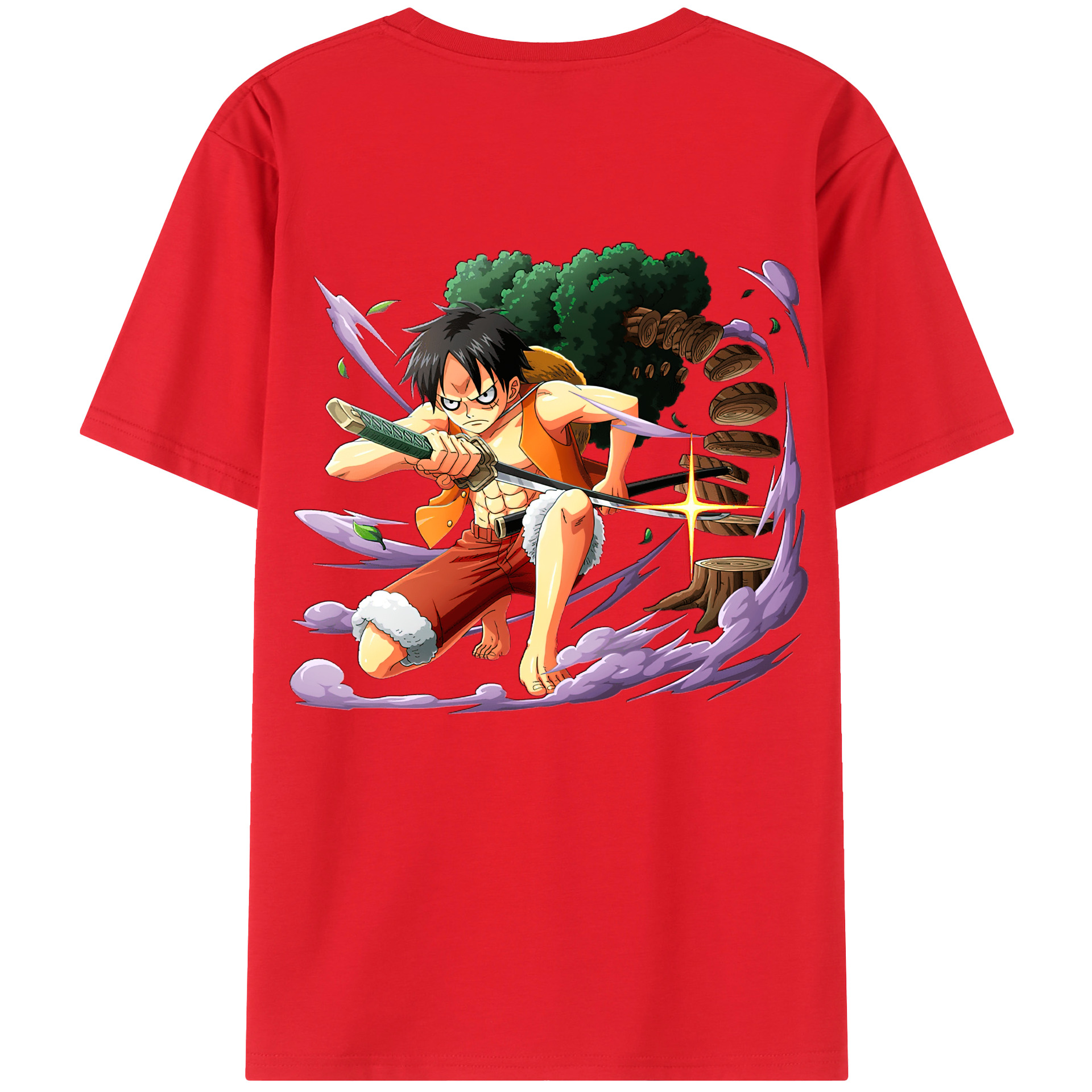 ワンピース モンキー・D・ルフィ ONE PIECE Monkey D. Luffy 綿100％半袖Tシャツ（背面プリント）