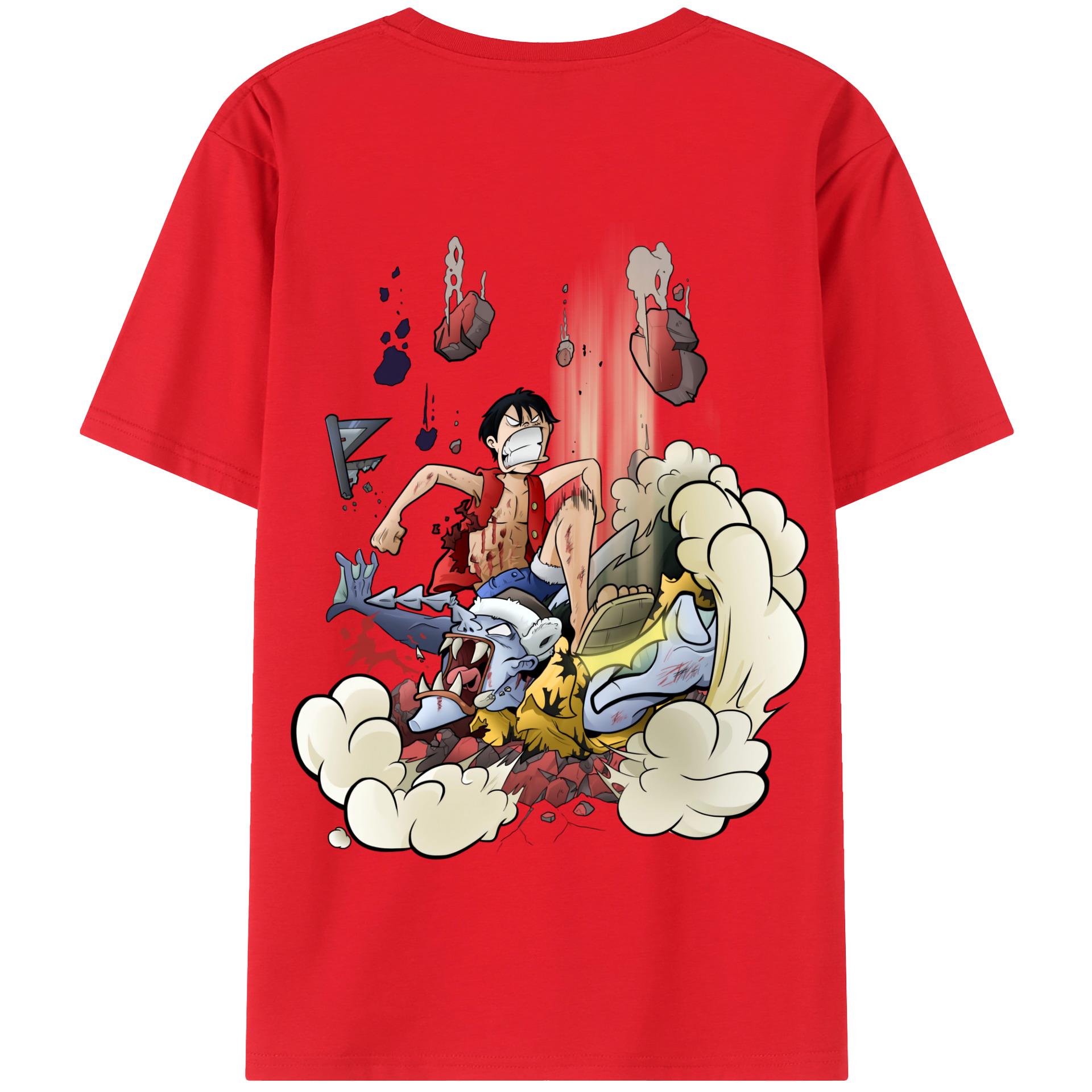 ワンピース モンキー・D・ルフィ ONE PIECE Monkey D. Luffy 綿100％半袖Tシャツ（背面プリント）