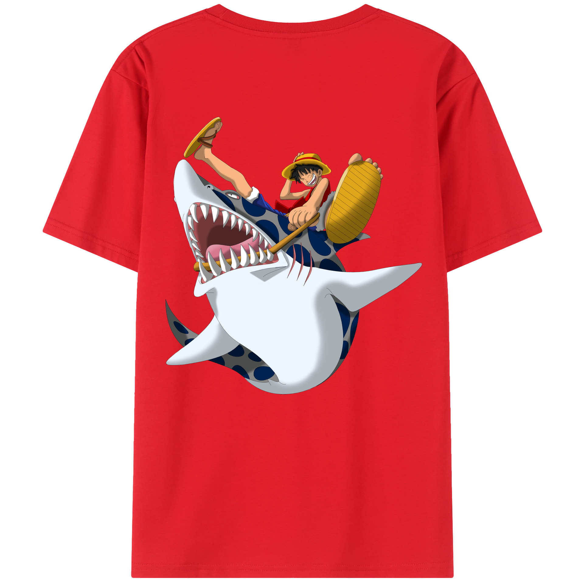 ワンピース モンキー・D・ルフィ ONE PIECE Monkey D. Luffy 綿100％半袖Tシャツ（背面プリント）