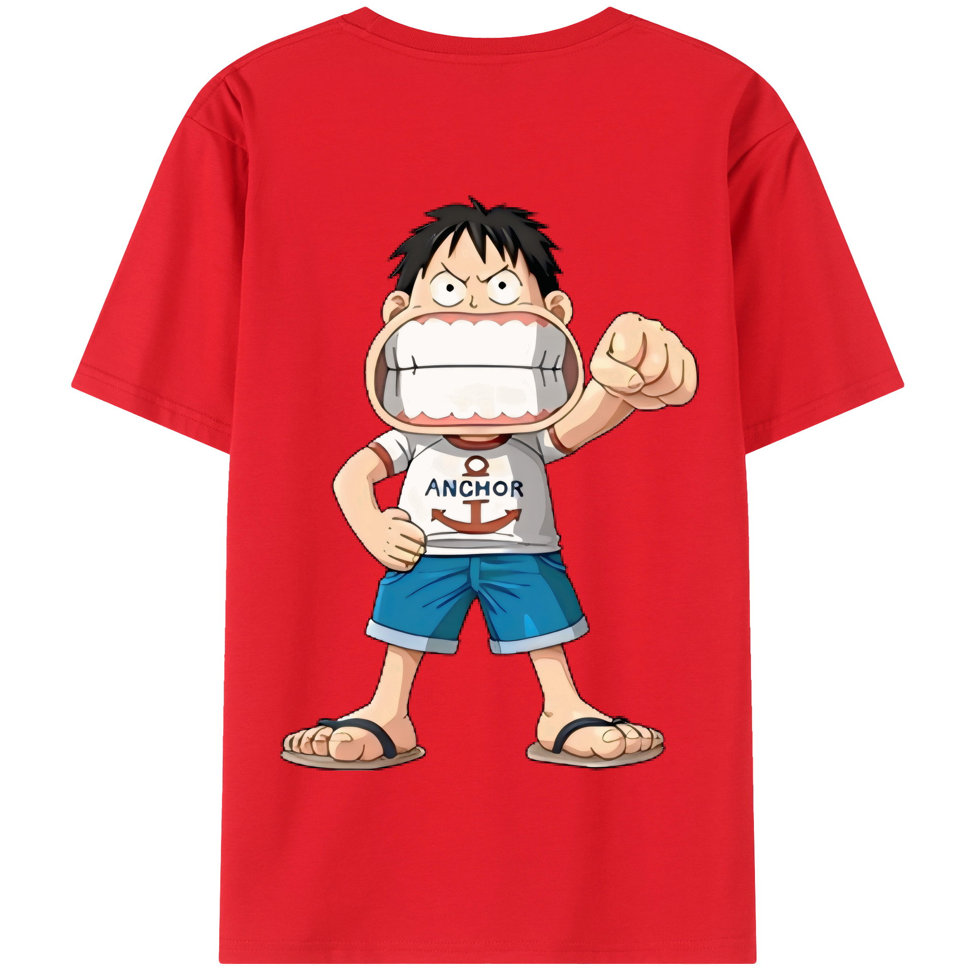 ワンピース モンキー・D・ルフィ ONE PIECE Monkey D. Luffy 綿100％半袖Tシャツ（背面プリント）