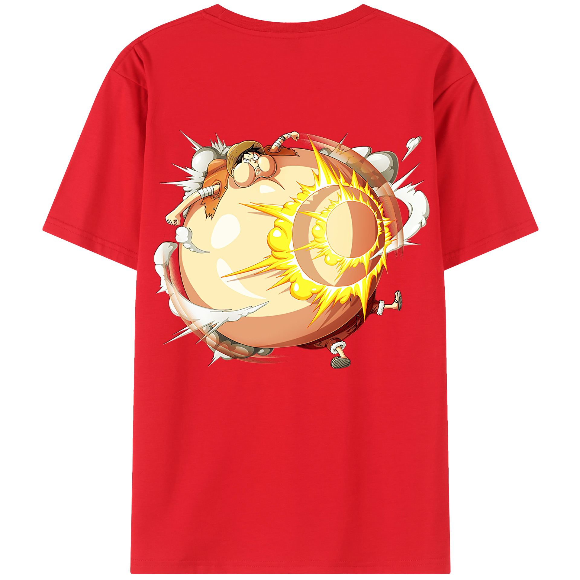 ワンピース モンキー・D・ルフィ ONE PIECE Monkey D. Luffy 綿100％半袖Tシャツ（背面プリント）