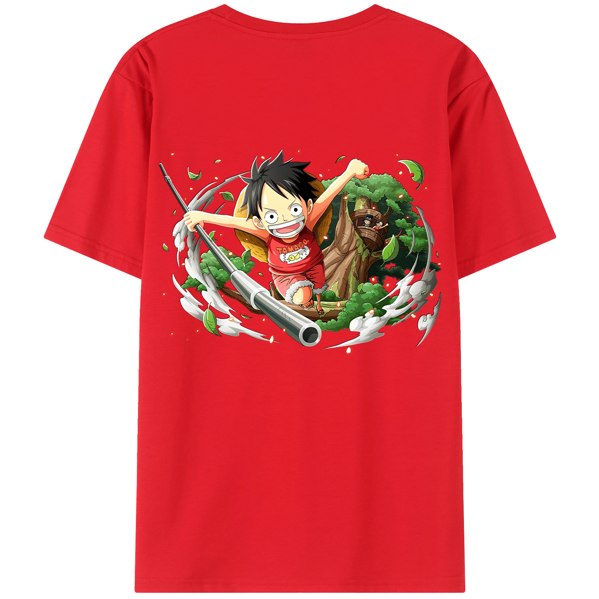 ワンピース モンキー・D・ルフィ ONE PIECE Monkey D. Luffy 綿100％半袖Tシャツ（背面プリント）