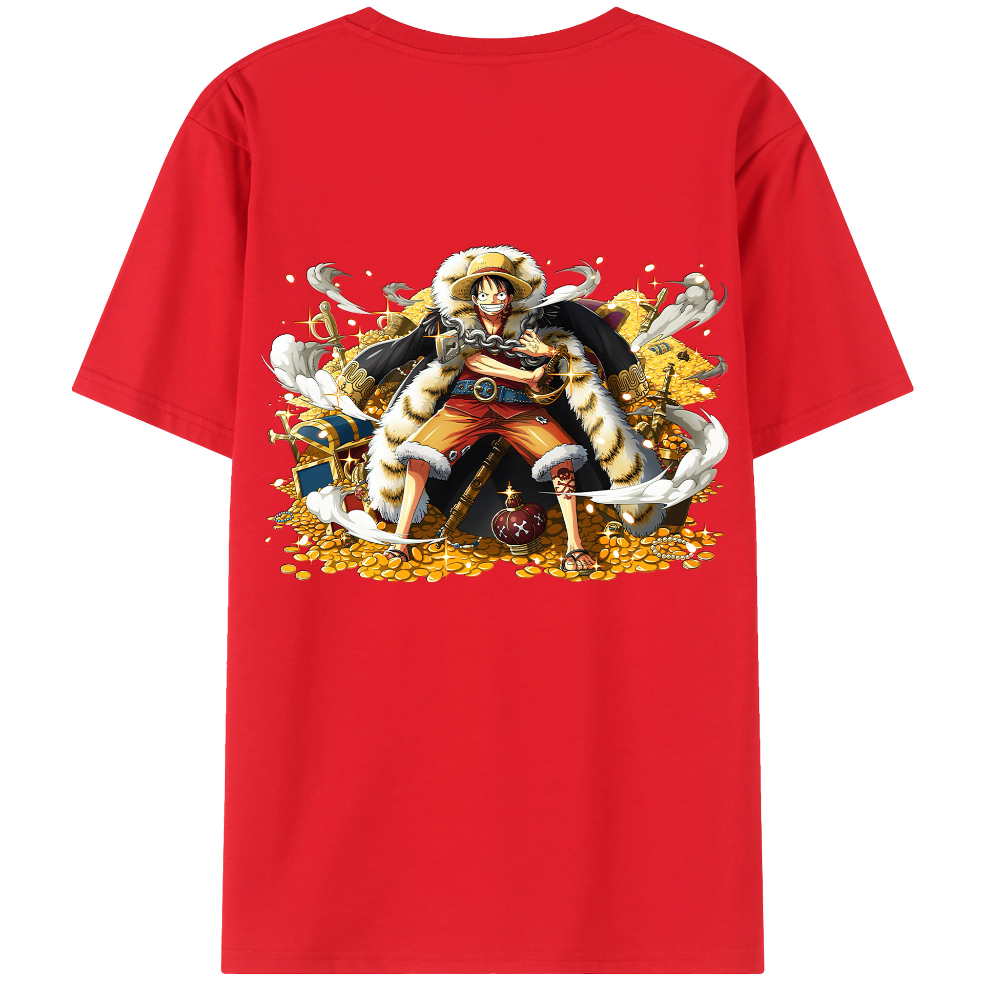 ワンピース モンキー・D・ルフィ ONE PIECE Monkey D. Luffy 綿100％半袖Tシャツ（背面プリント）