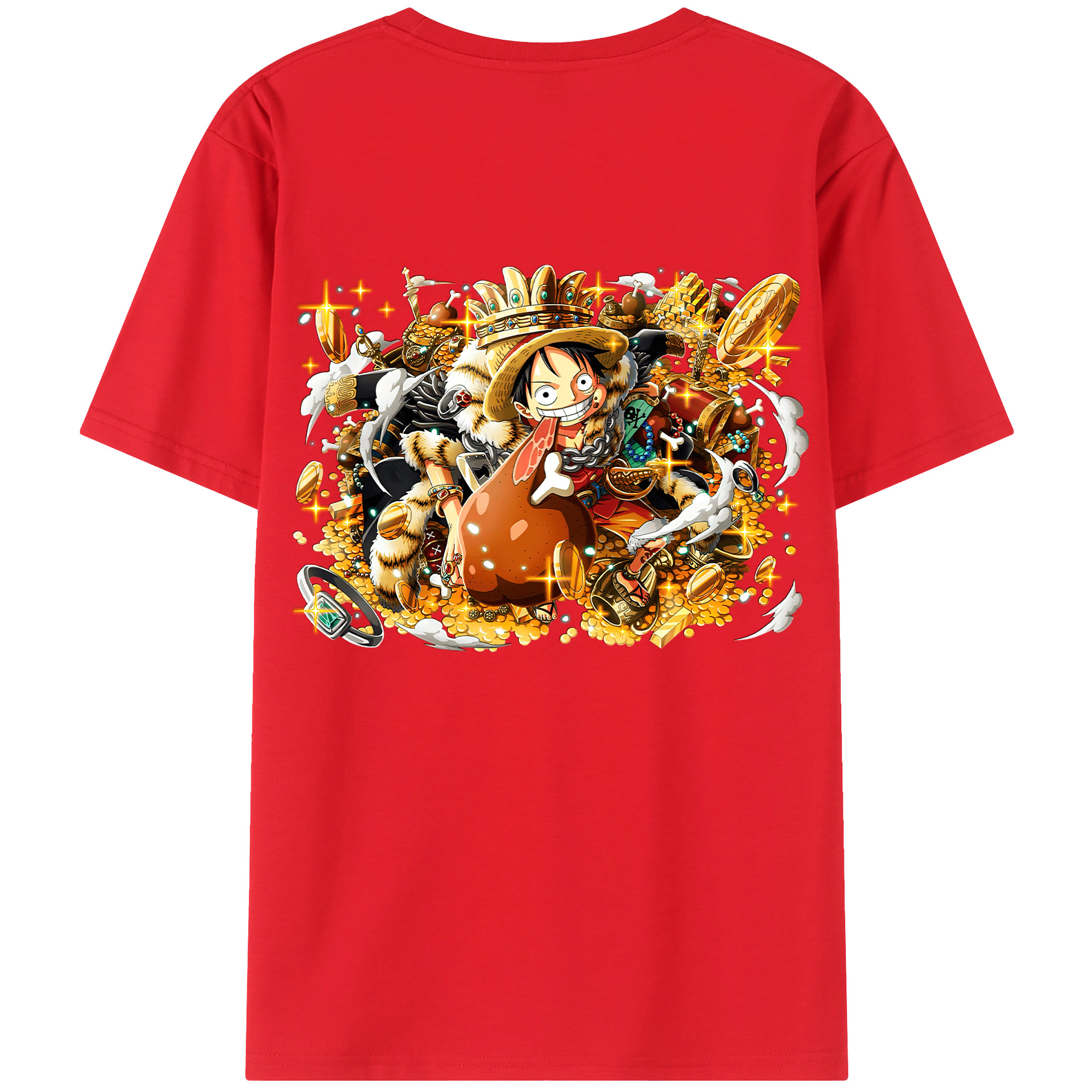 ワンピース モンキー・D・ルフィ ONE PIECE Monkey D. Luffy 綿100％半袖Tシャツ（背面プリント）