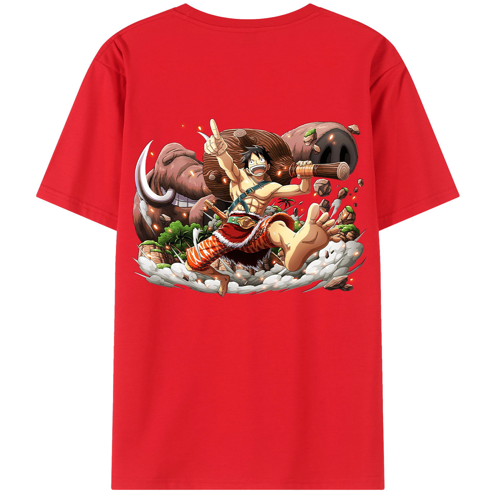 ワンピース モンキー・D・ルフィ ONE PIECE Monkey D. Luffy 綿100％半袖Tシャツ（背面プリント）