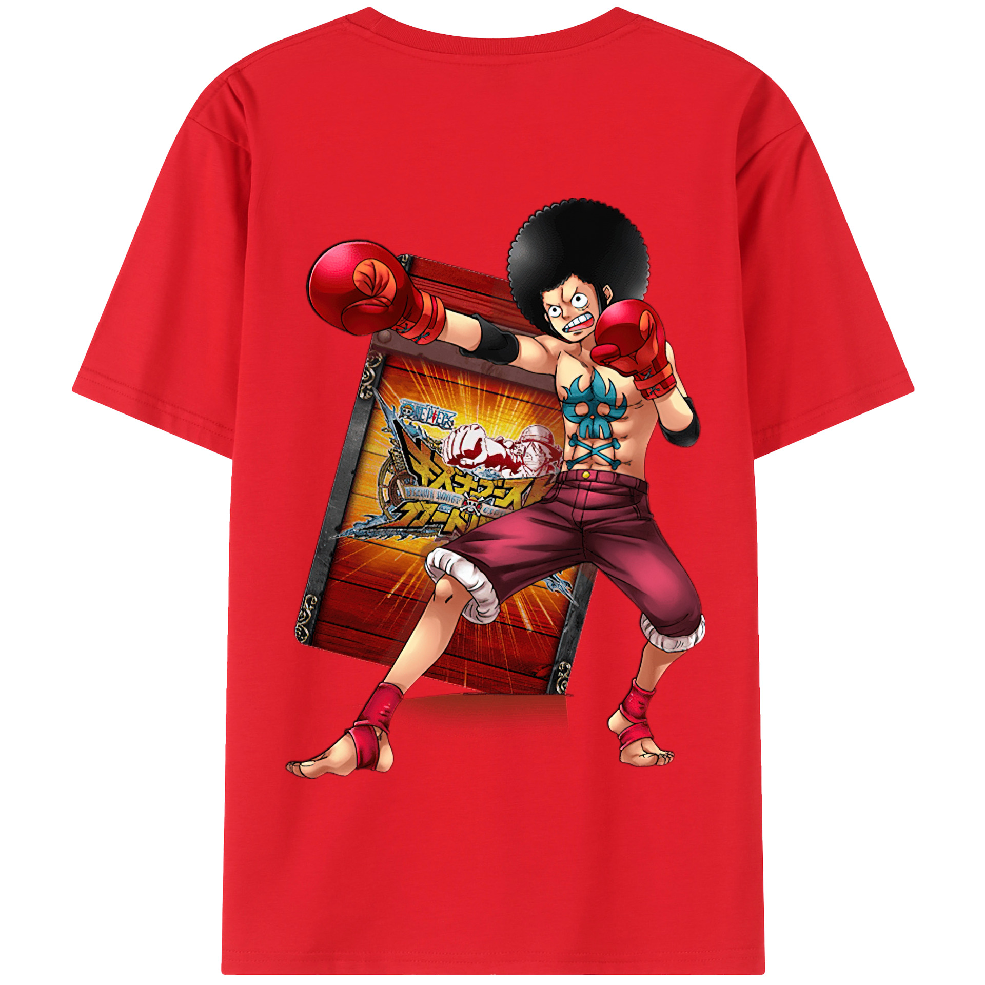 ワンピース モンキー・D・ルフィ ONE PIECE Monkey D. Luffy 綿100％半袖Tシャツ（背面プリント）