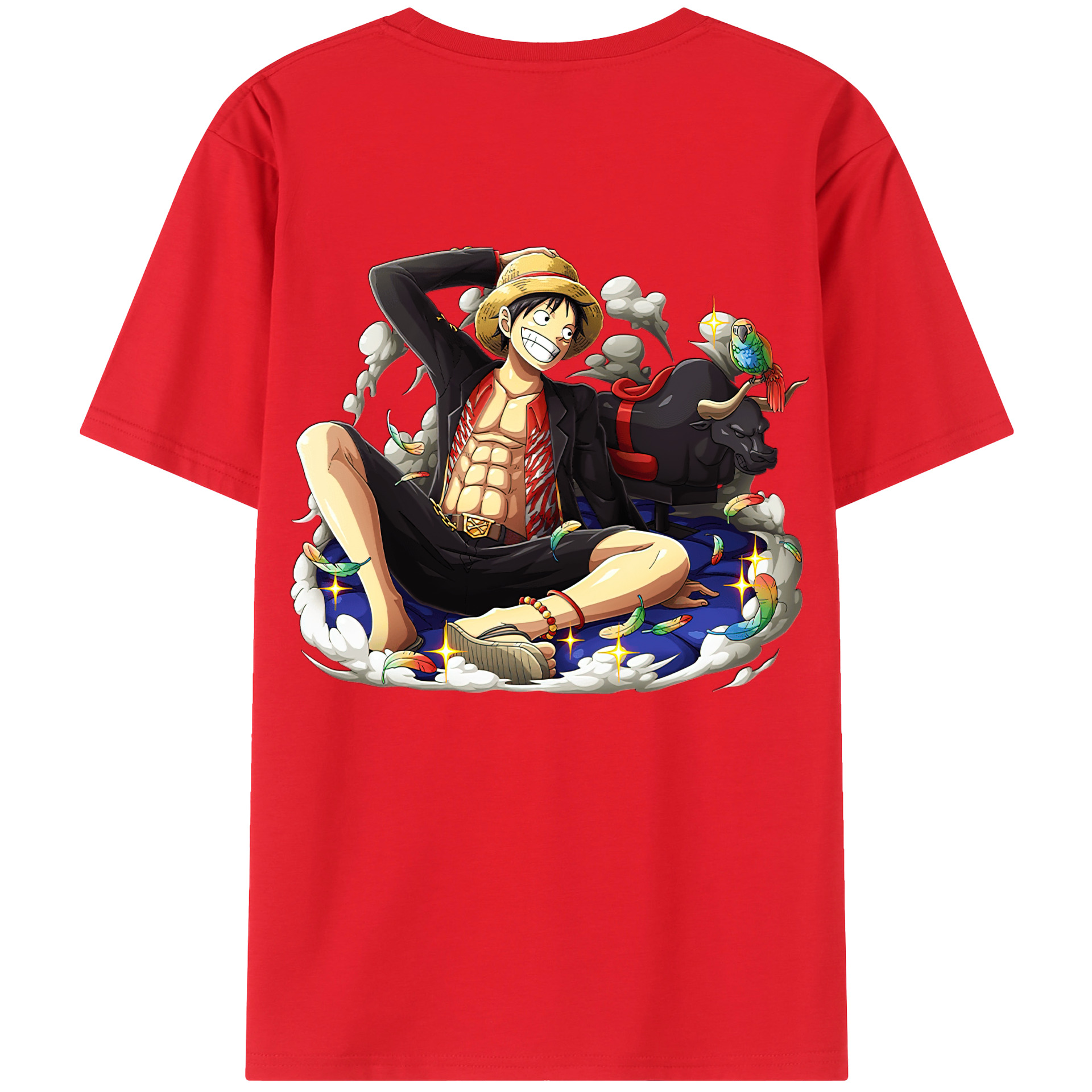 ワンピース モンキー・D・ルフィ ONE PIECE Monkey D. Luffy 綿100％半袖Tシャツ（背面プリント）