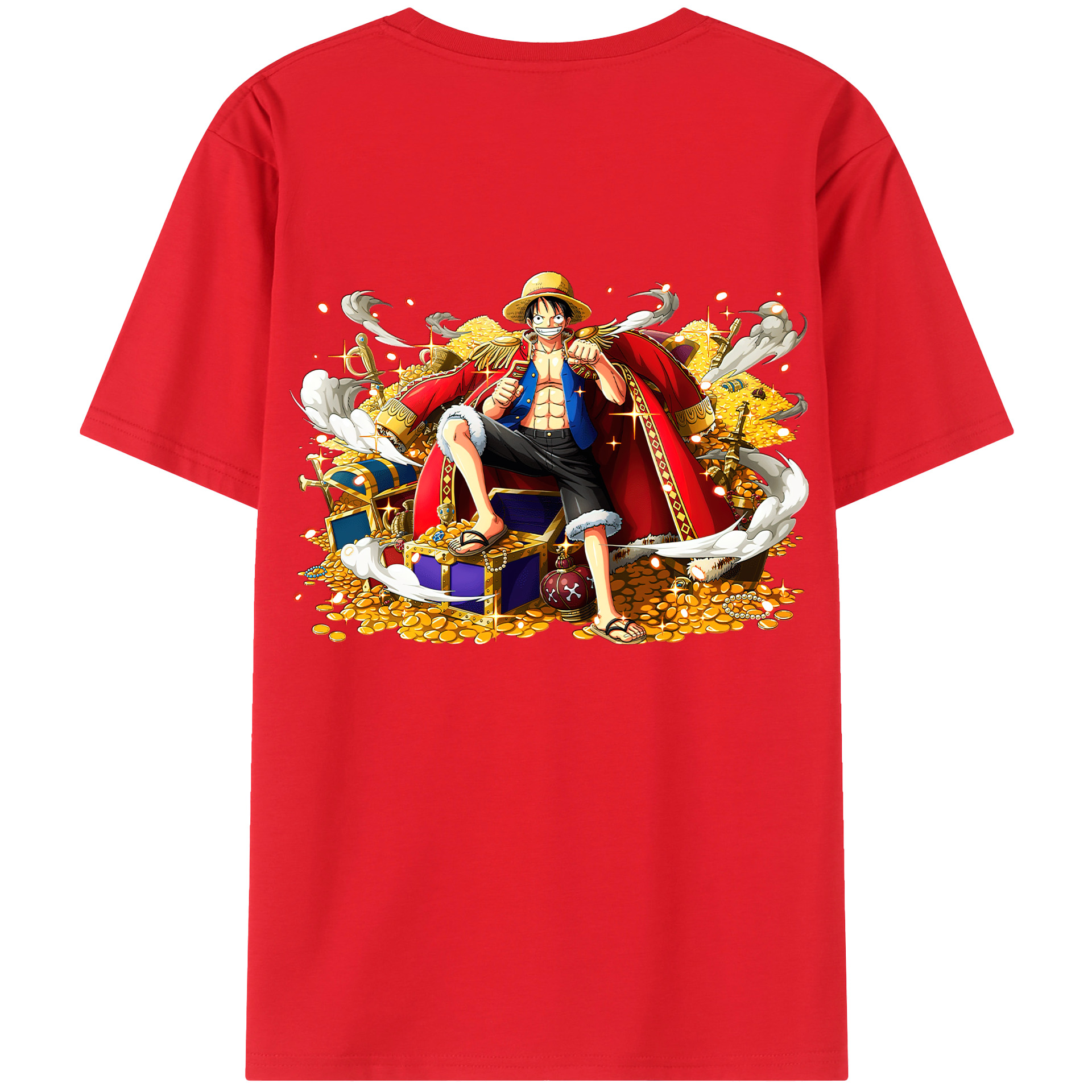 ワンピース モンキー・D・ルフィ ONE PIECE Monkey D. Luffy 綿100％半袖Tシャツ（背面プリント）