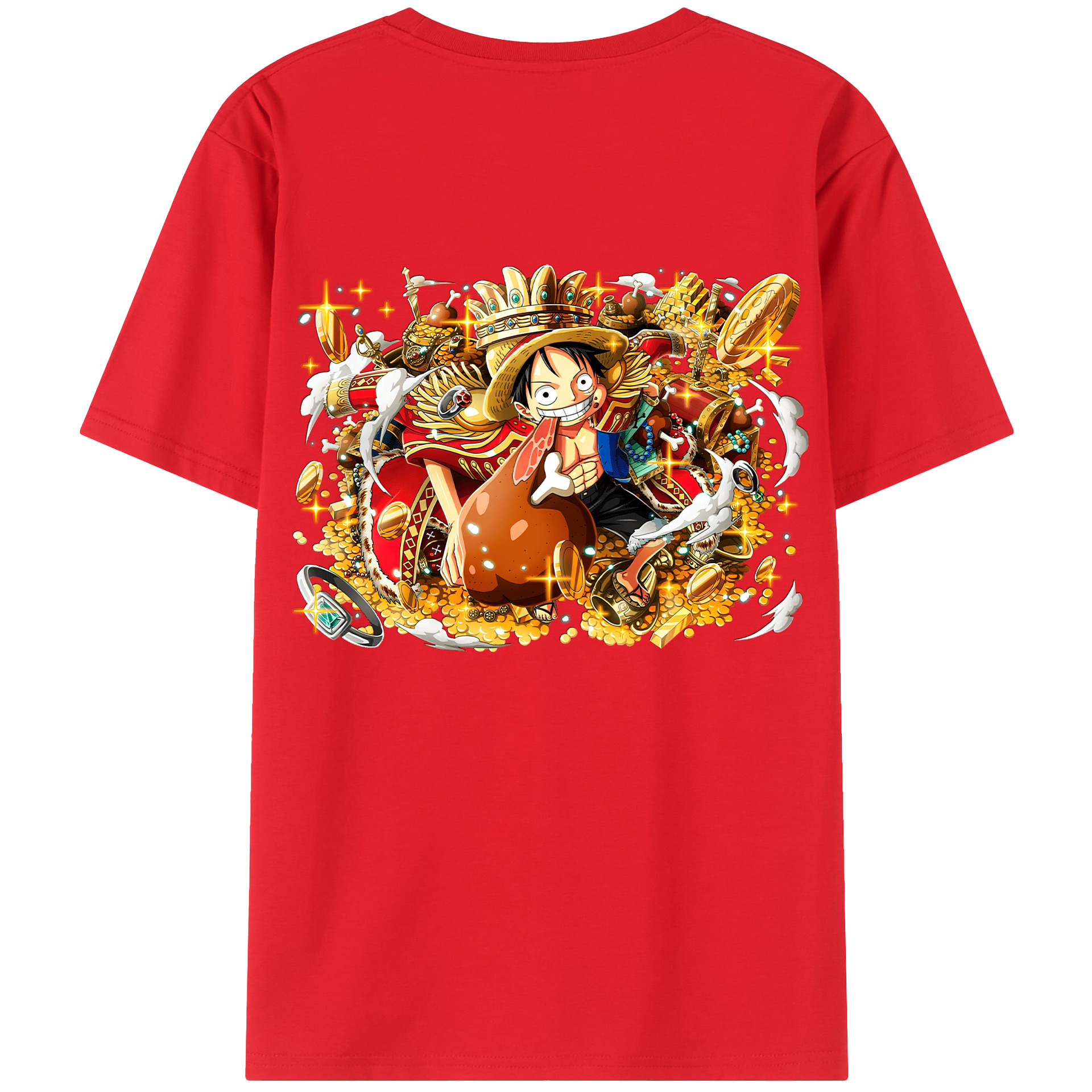 ワンピース モンキー・D・ルフィ ONE PIECE Monkey D. Luffy 綿100％半袖Tシャツ（背面プリント）