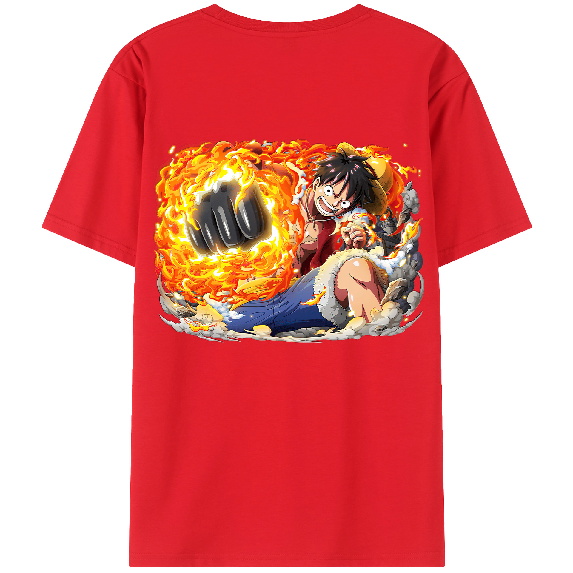 ワンピース モンキー・D・ルフィ ONE PIECE Monkey D. Luffy 綿100％半袖Tシャツ（背面プリント）