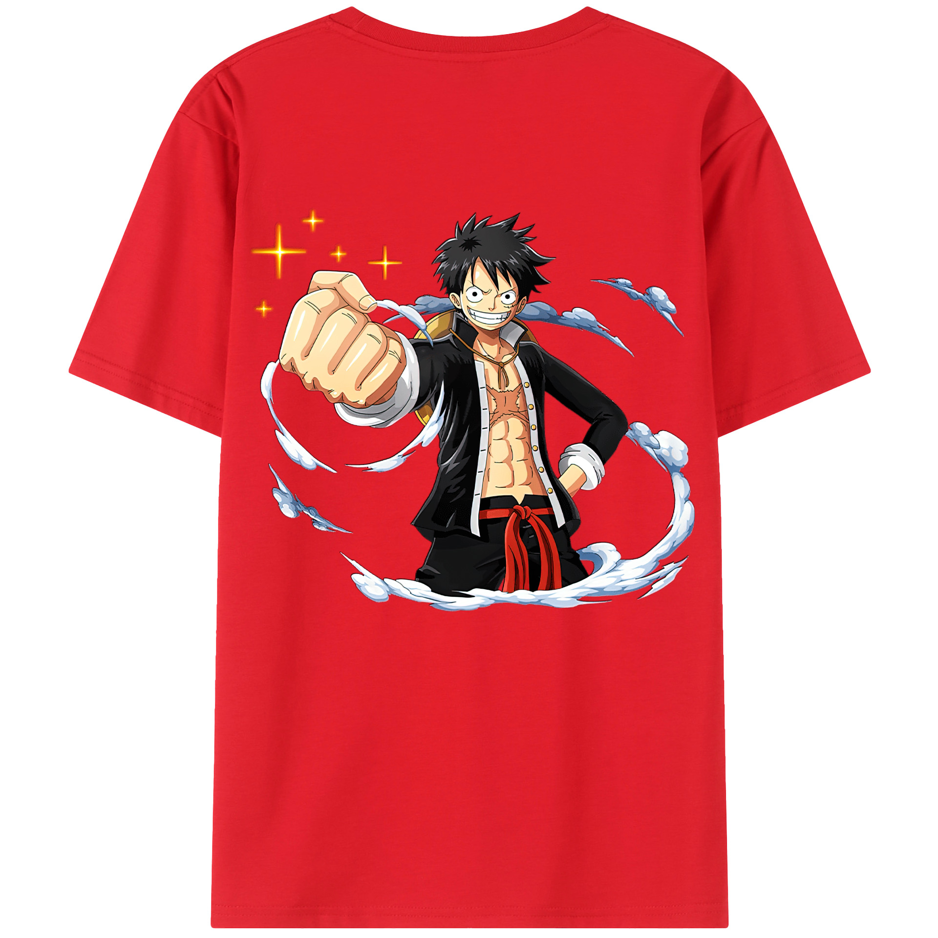 ワンピース モンキー・D・ルフィ ONE PIECE Monkey D. Luffy 綿100％半袖Tシャツ（背面プリント）