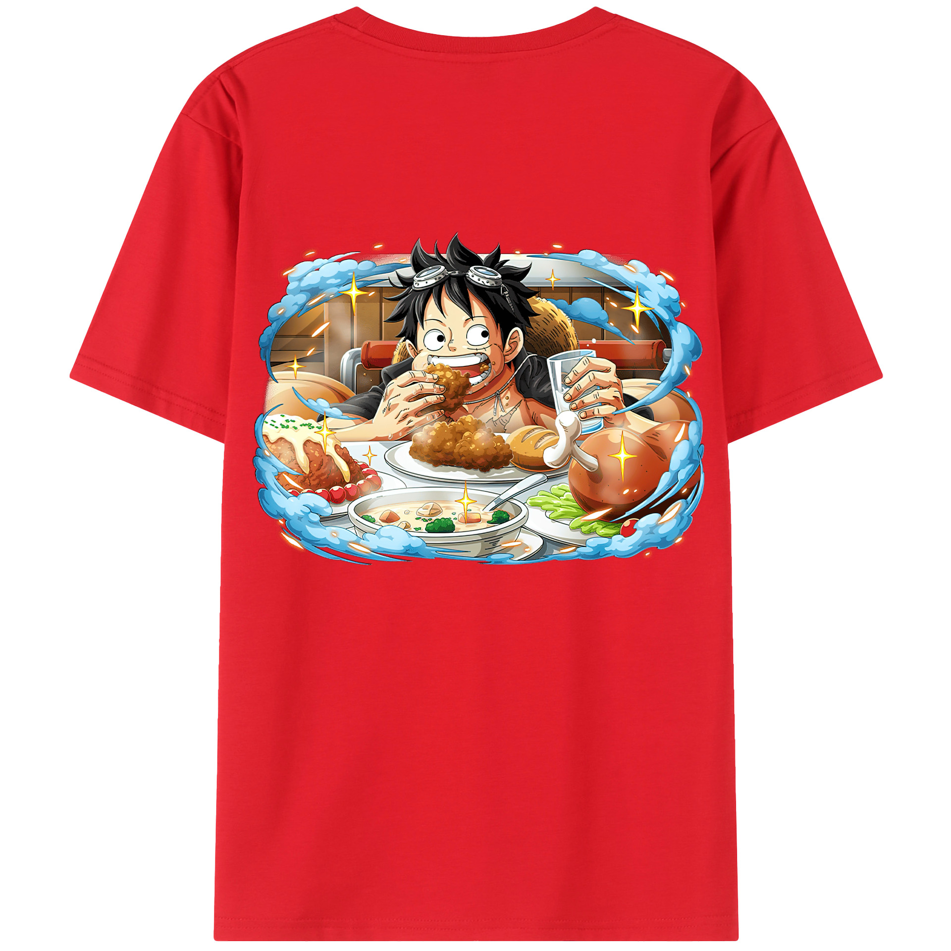 ワンピース モンキー・D・ルフィ ONE PIECE Monkey D. Luffy 綿100％半袖Tシャツ（背面プリント）