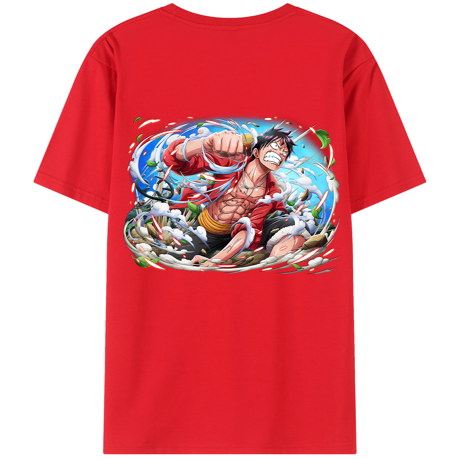 ワンピース モンキー・D・ルフィ ONE PIECE Monkey D. Luffy 綿100％半袖Tシャツ（背面プリント）