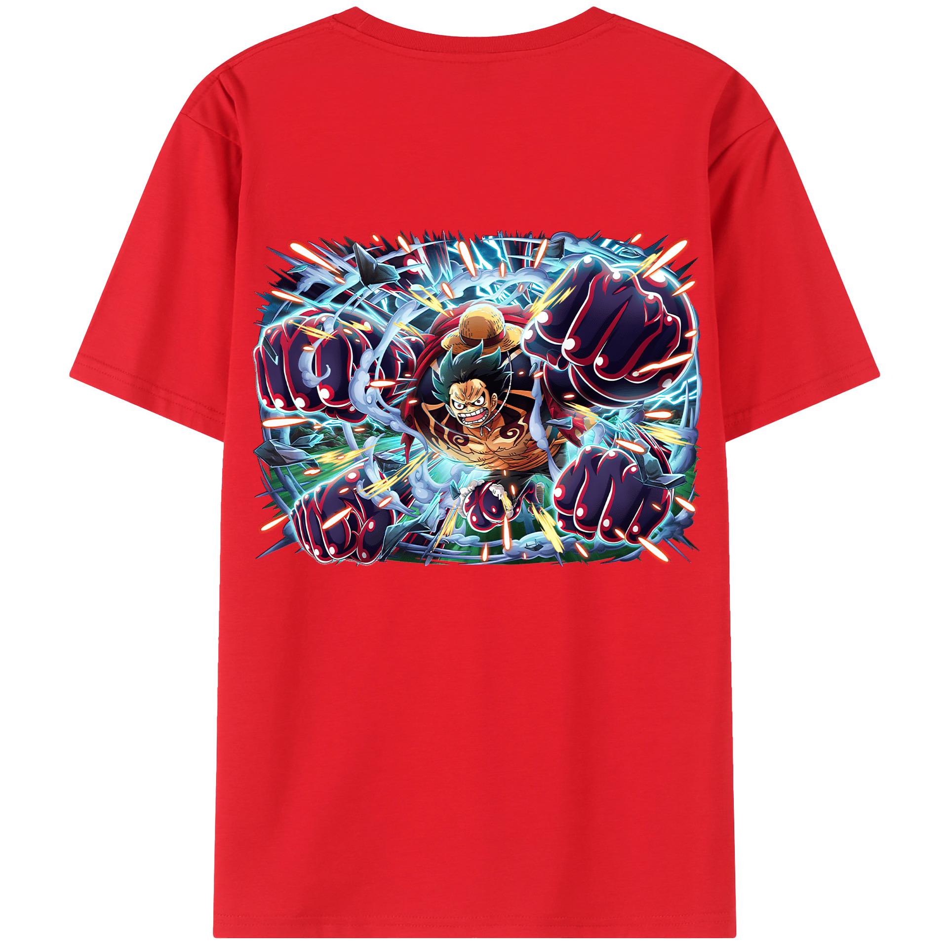ワンピース モンキー・D・ルフィ ONE PIECE Monkey D. Luffy 綿100％半袖Tシャツ（背面プリント）