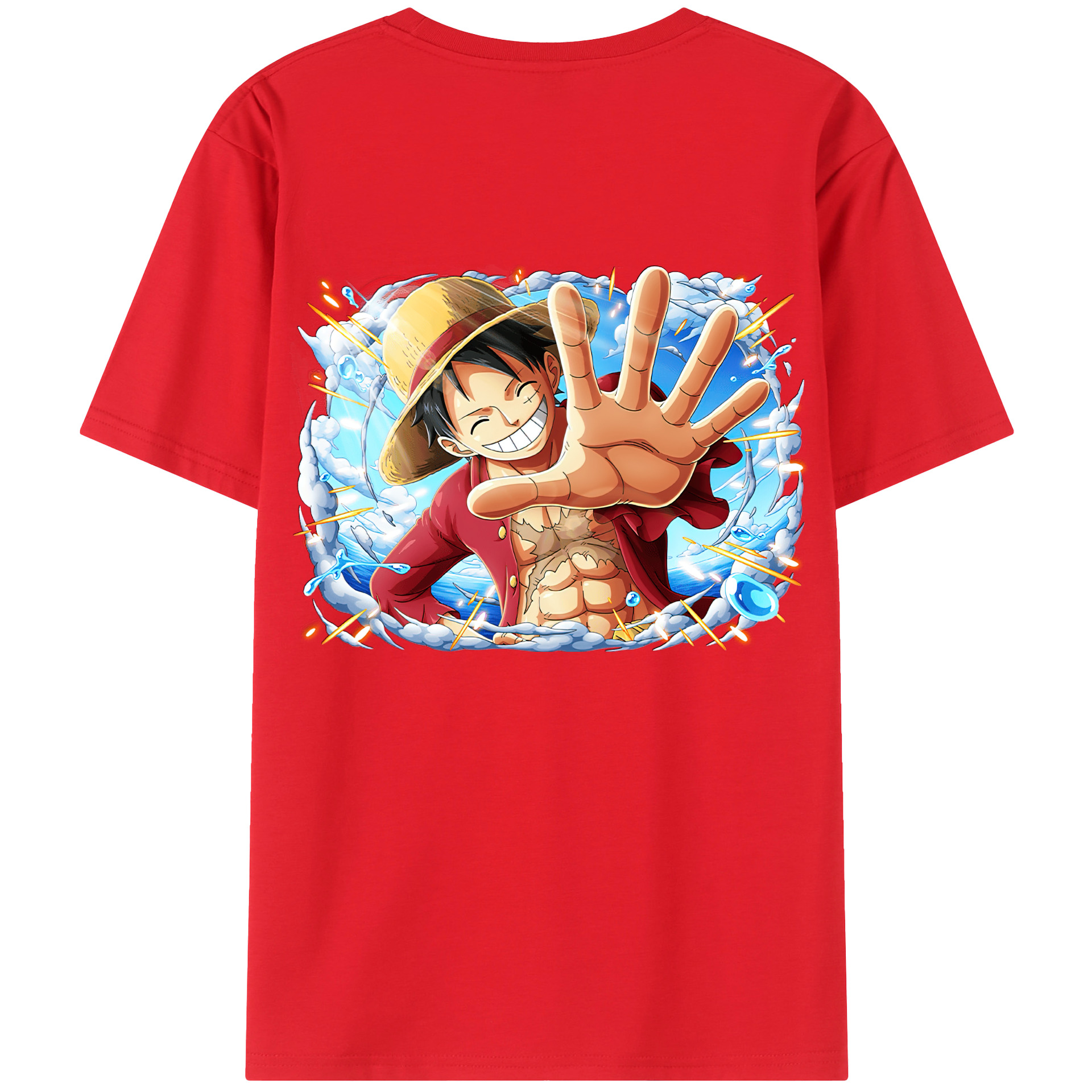 ワンピース モンキー・D・ルフィ ONE PIECE Monkey D. Luffy 綿100％半袖Tシャツ（背面プリント）
